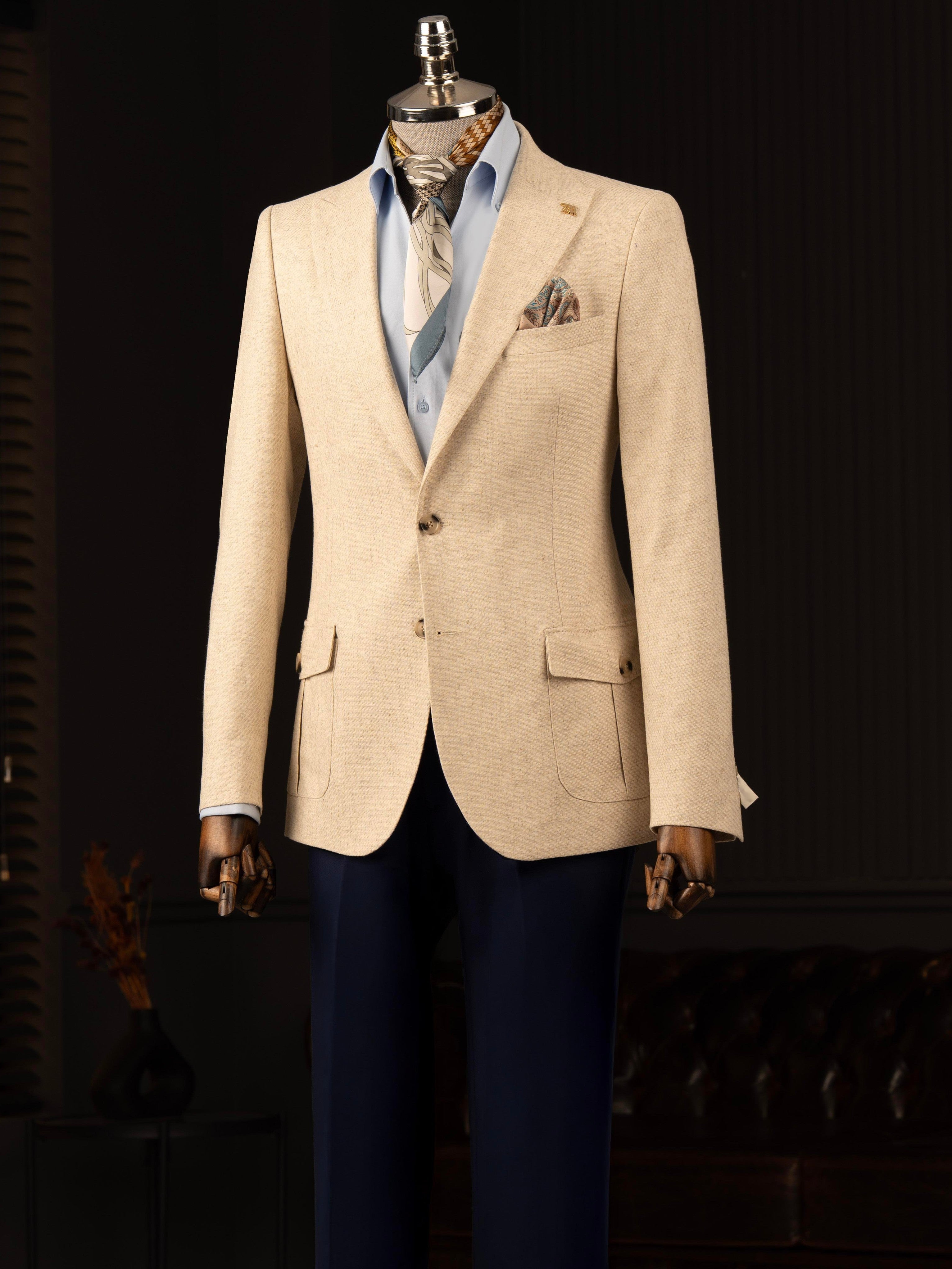Beige Single Breasted Blazer