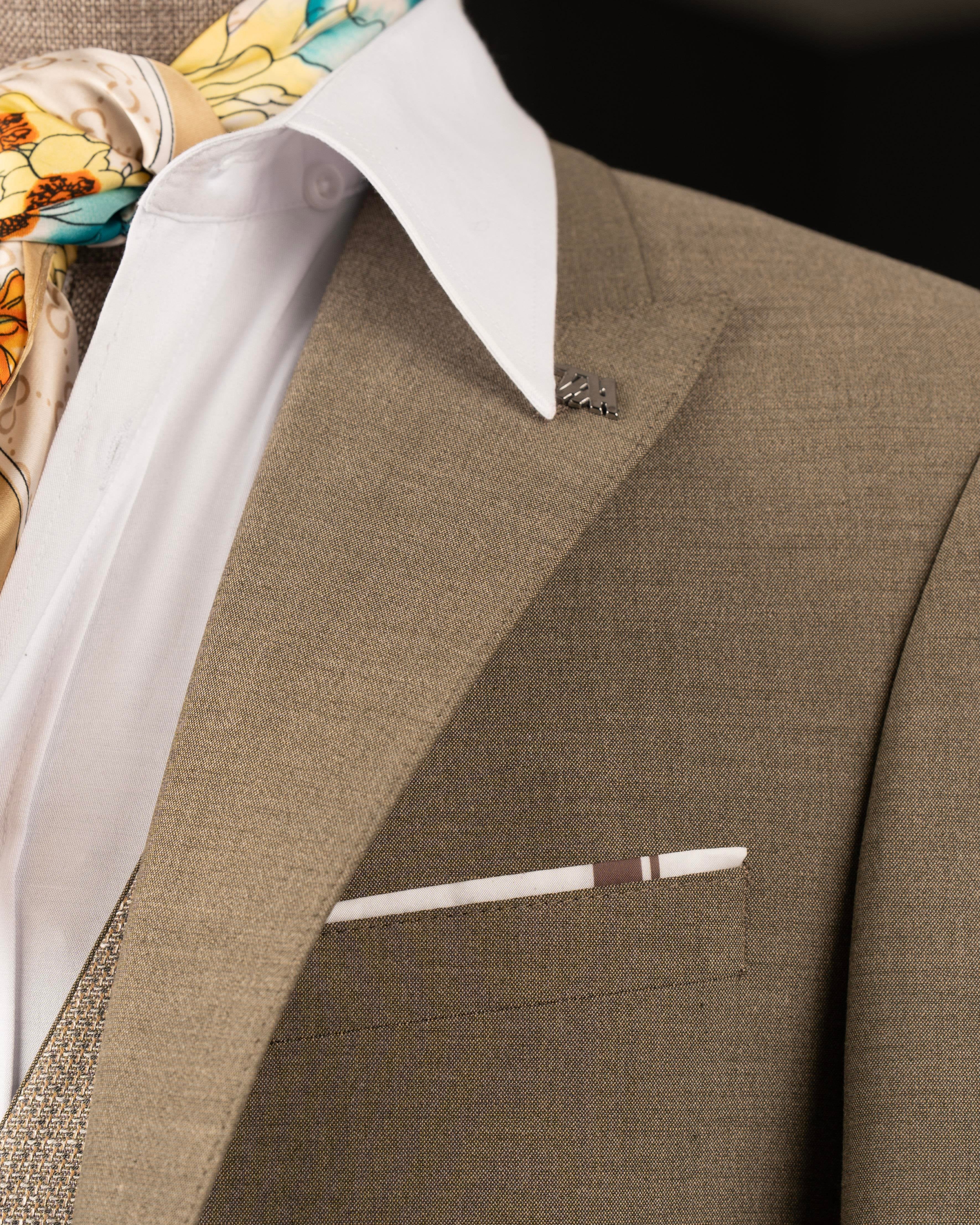 Khaki Slim-Fit Suit 3-Piece