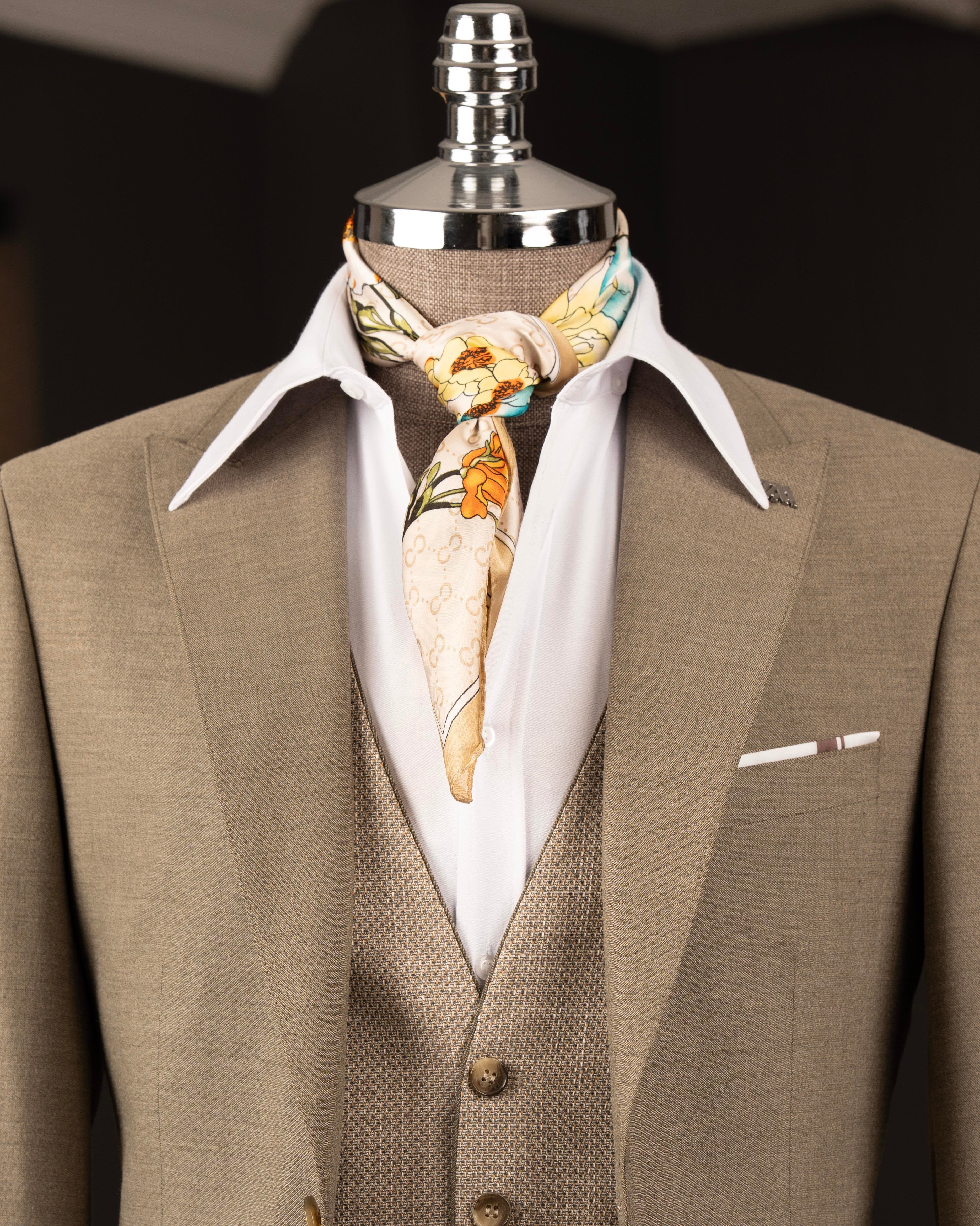 Khaki Slim-Fit Suit 3-Piece