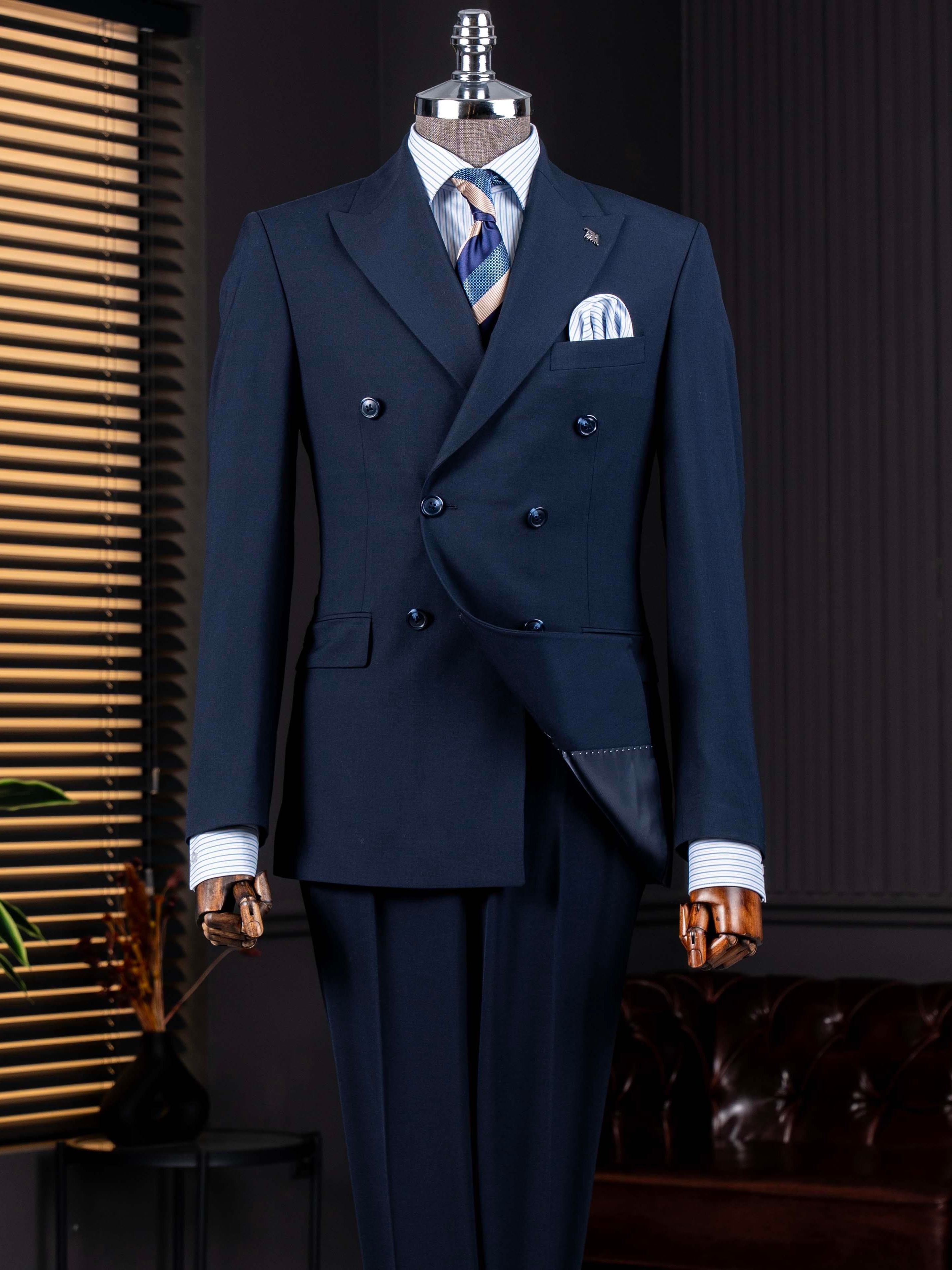 Navy Double Breasted Suit 2-Piece