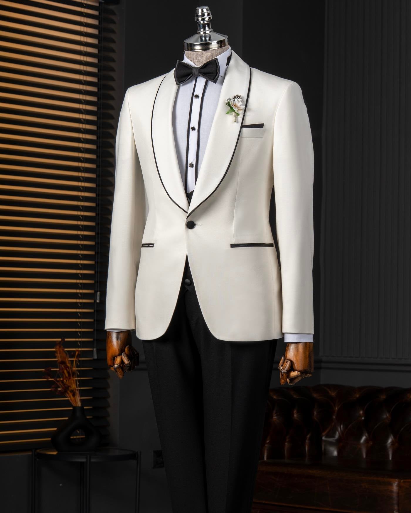 Light Beige Slim-Fit Tuxedo 3-Piece