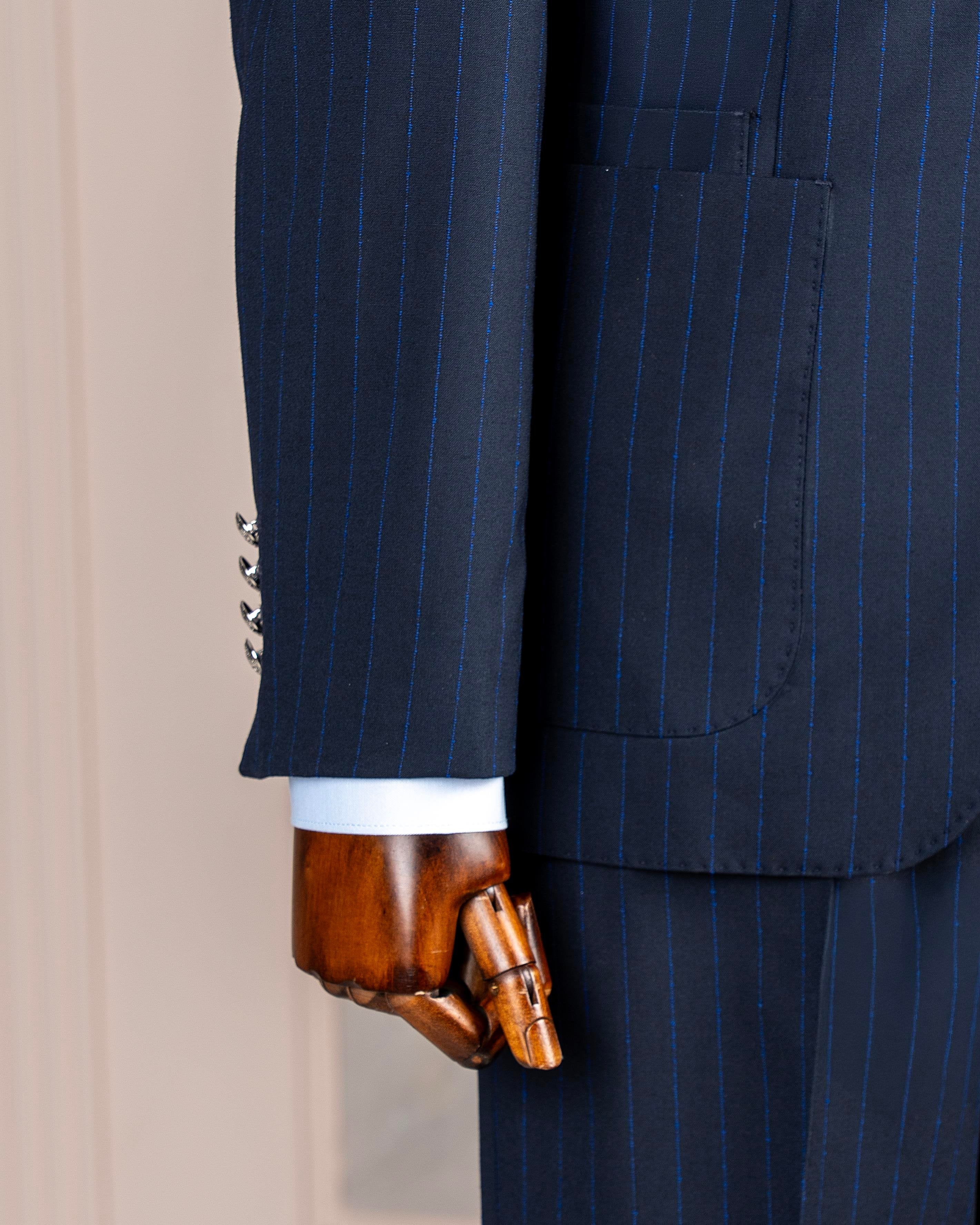 Navy Striped Slim-Fit Suit 2-Piece