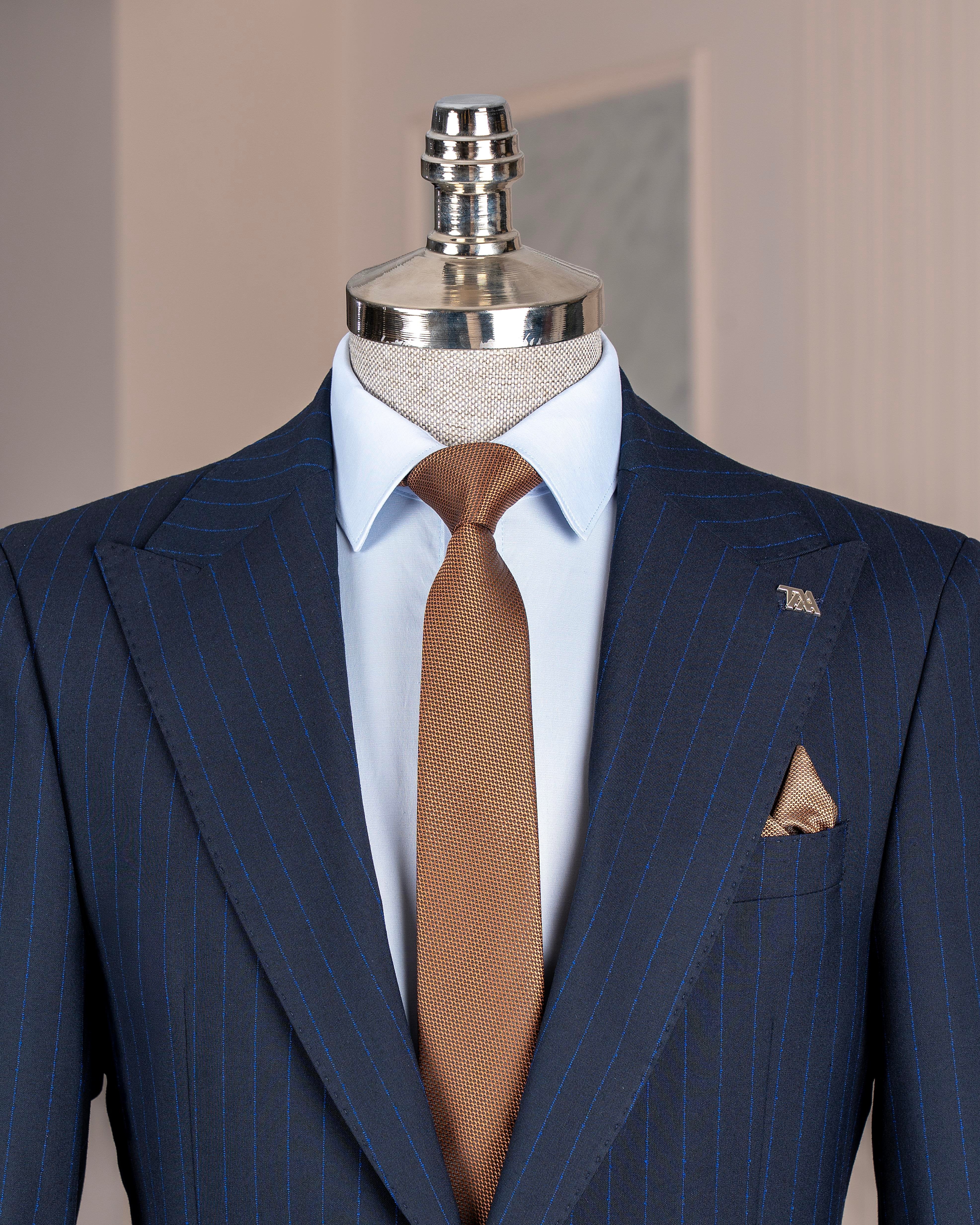 Navy Striped Slim-Fit Suit 2-Piece