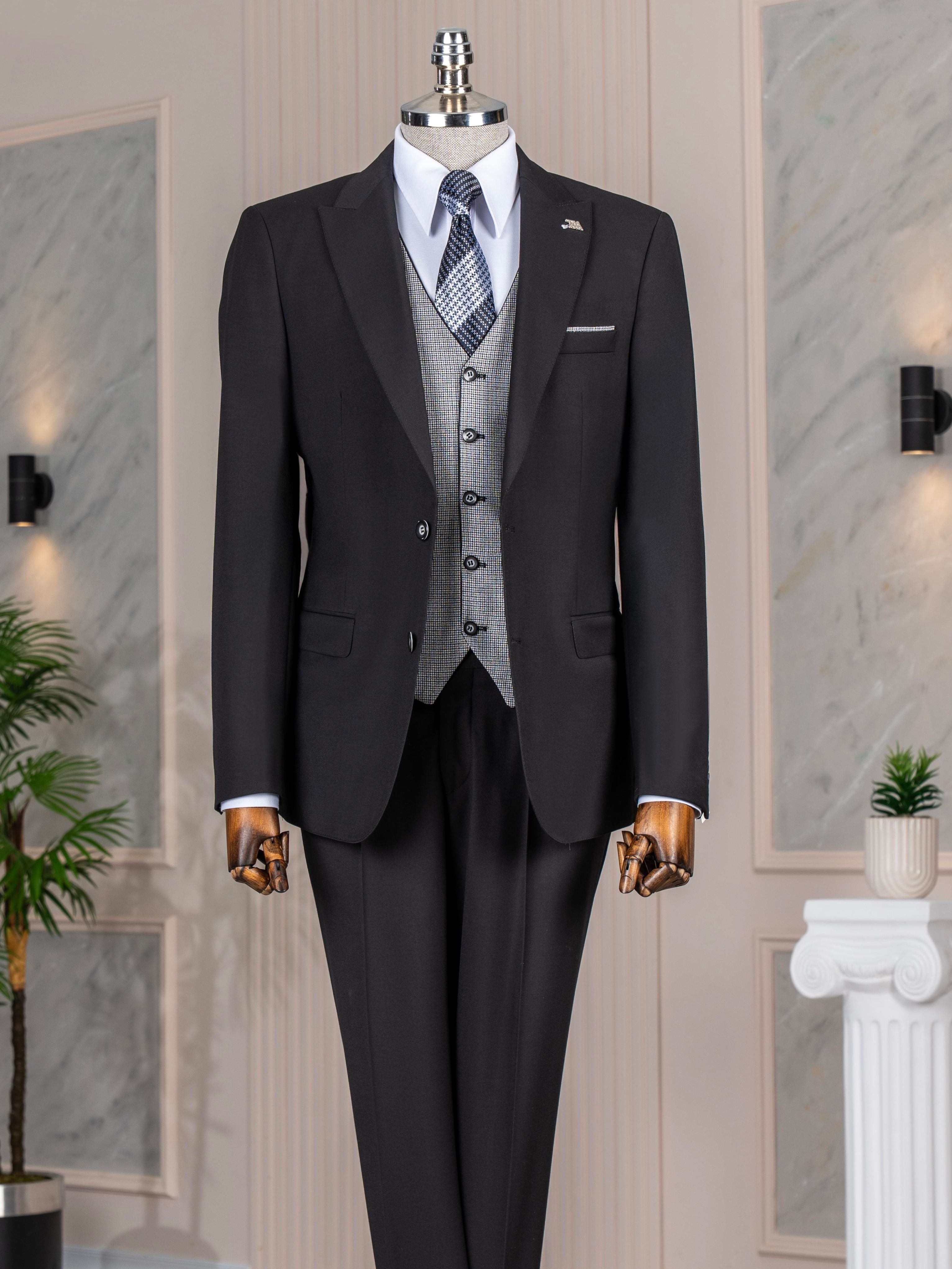 Black Slim-Fit Suit 3-Piece