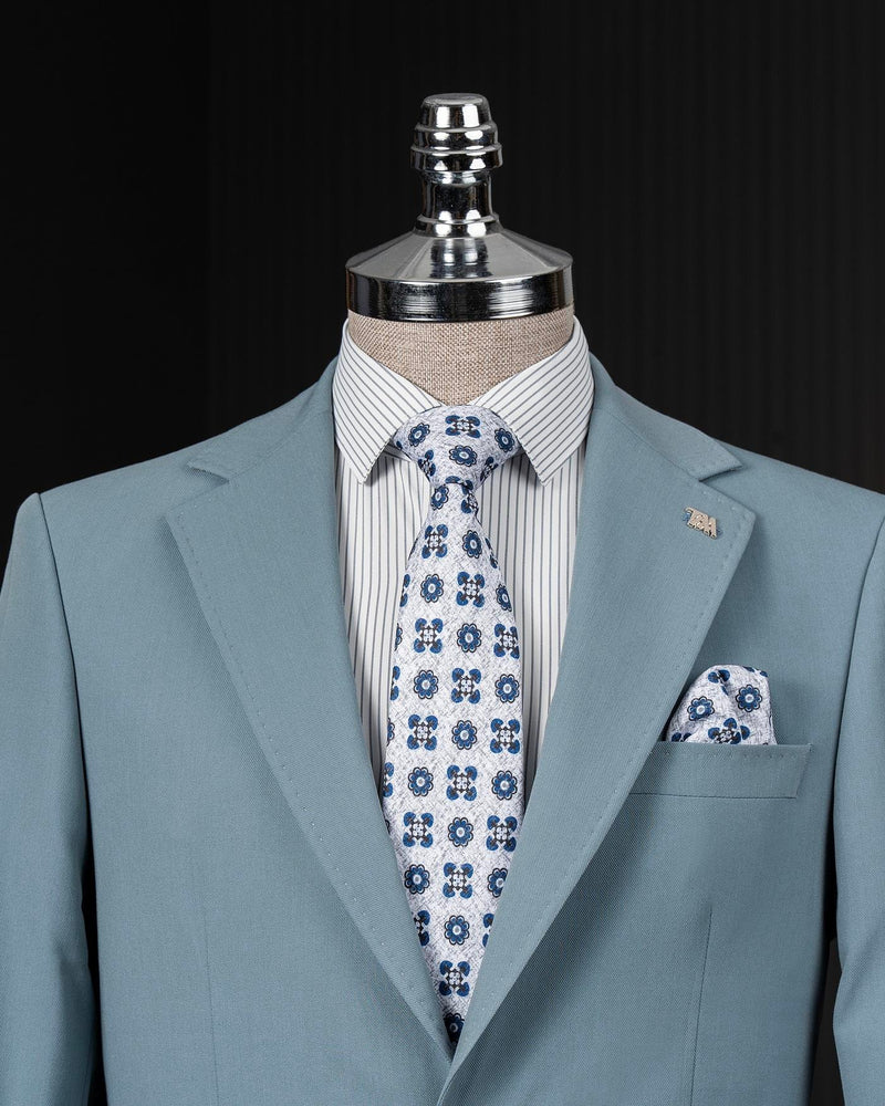 Sky-Blue Single Breasted Blazer