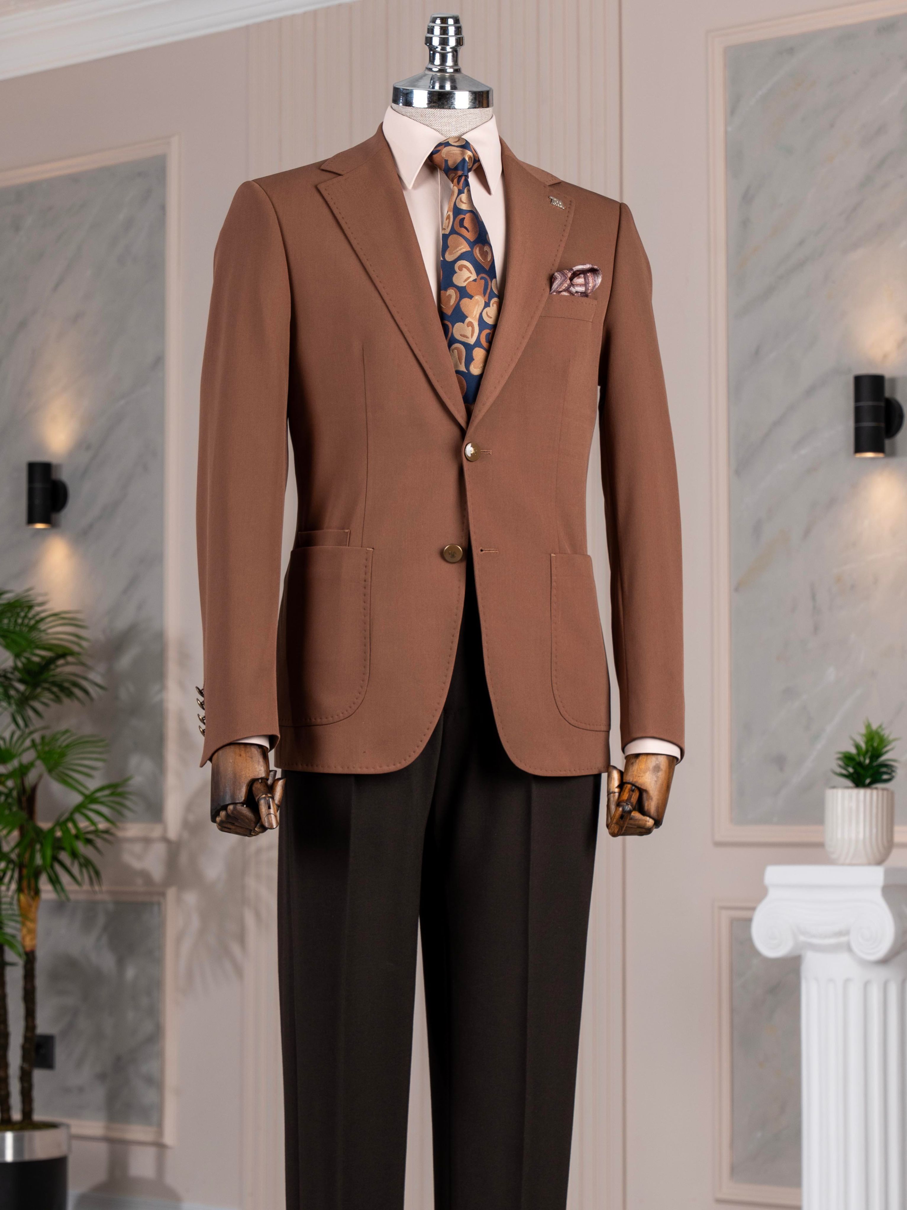 Brown Single Breasted Blazer