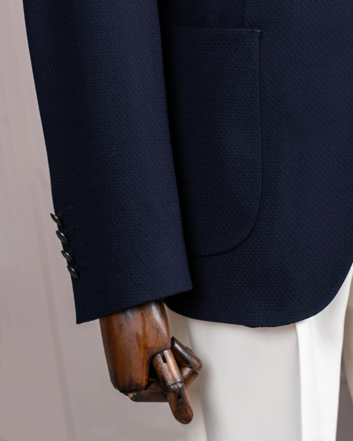 VIOSSI navy single breasted blazer front view - men double breasted blazer style in dark blue formal jacket