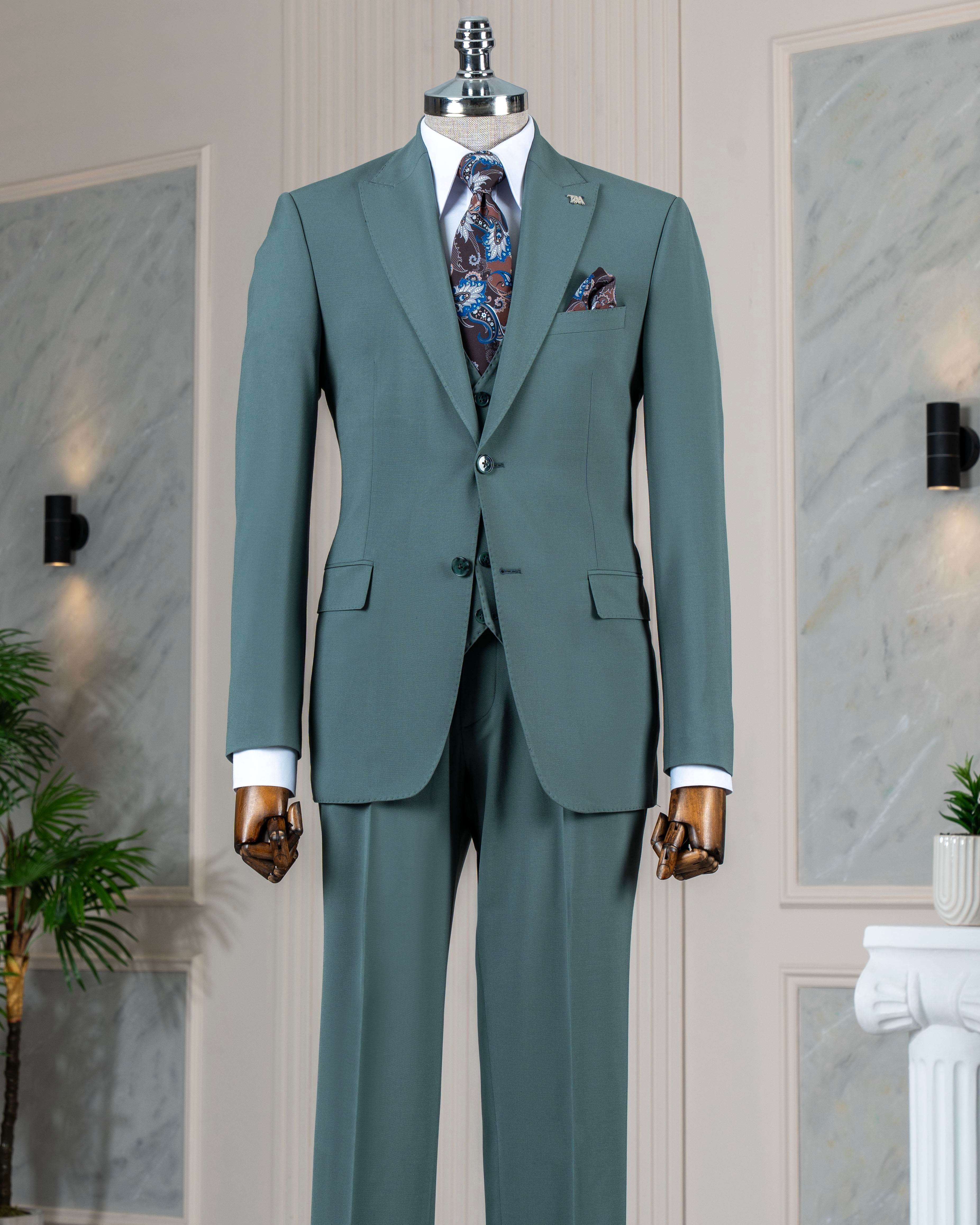 Green Slim-Fit Suit 3-Piece