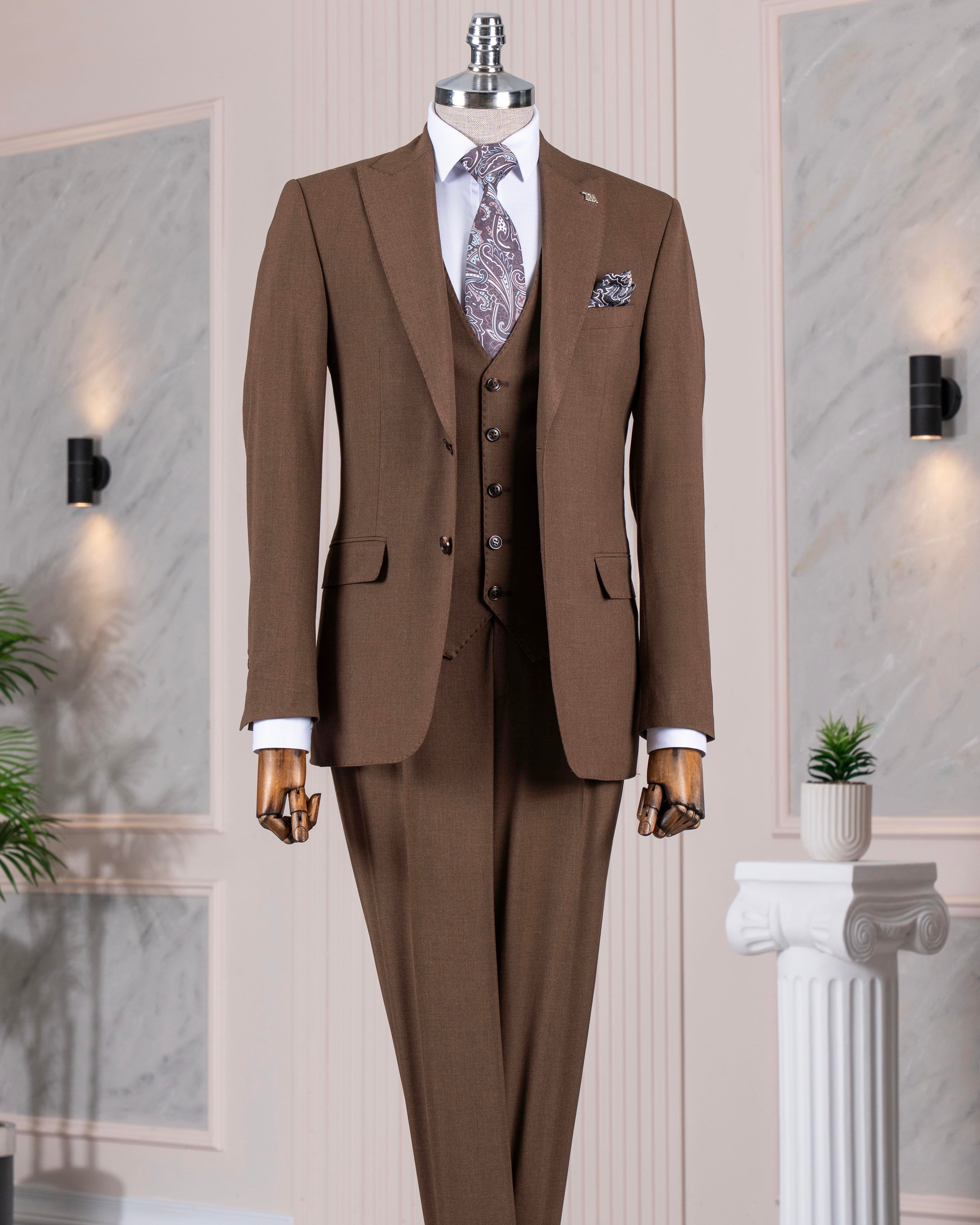Brown Slim-Fit Suit 3-Piece