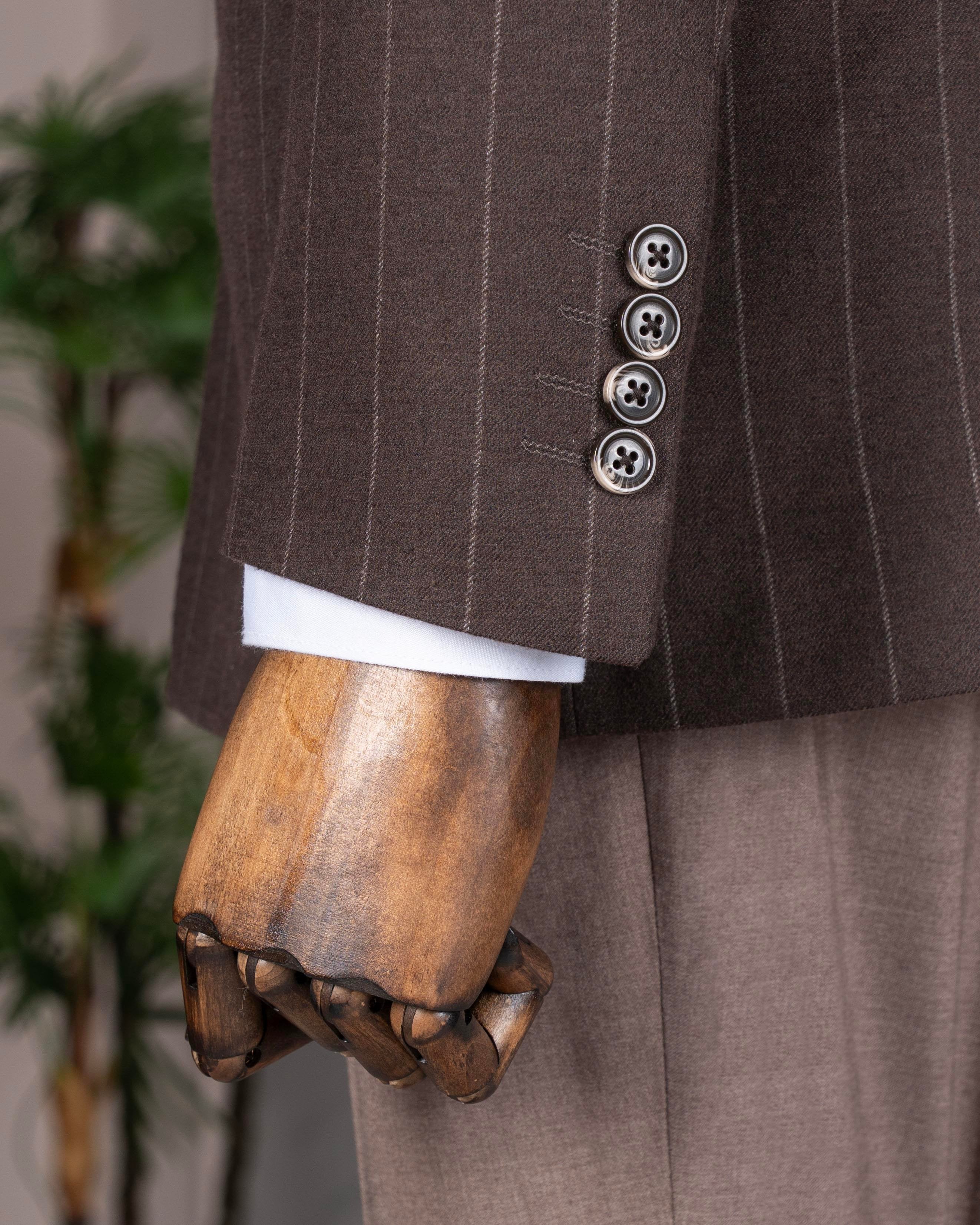 Brown Striped Double Breasted Suit 2-Piece