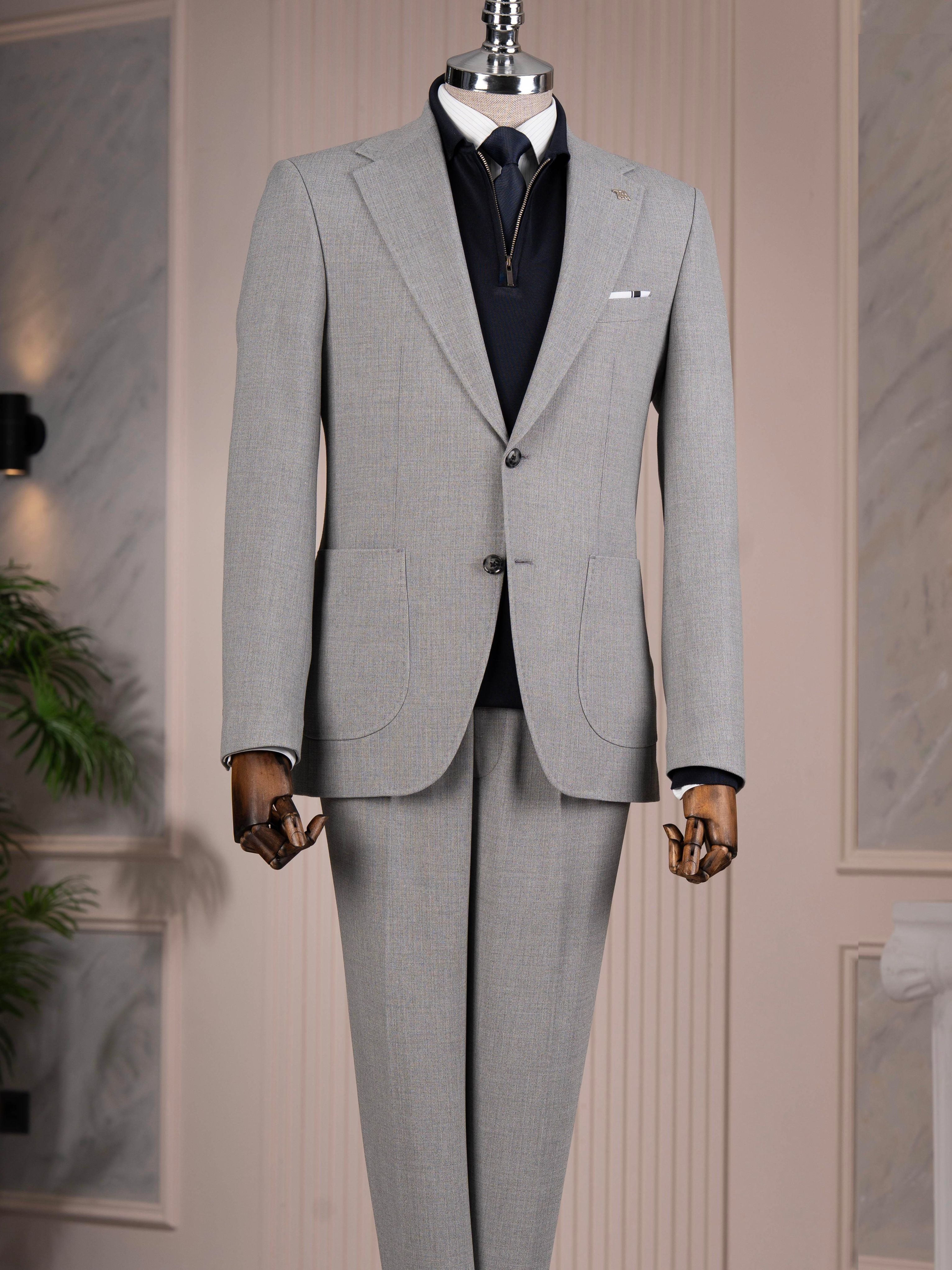 Grey Slim-Fit Suit 2-Piece