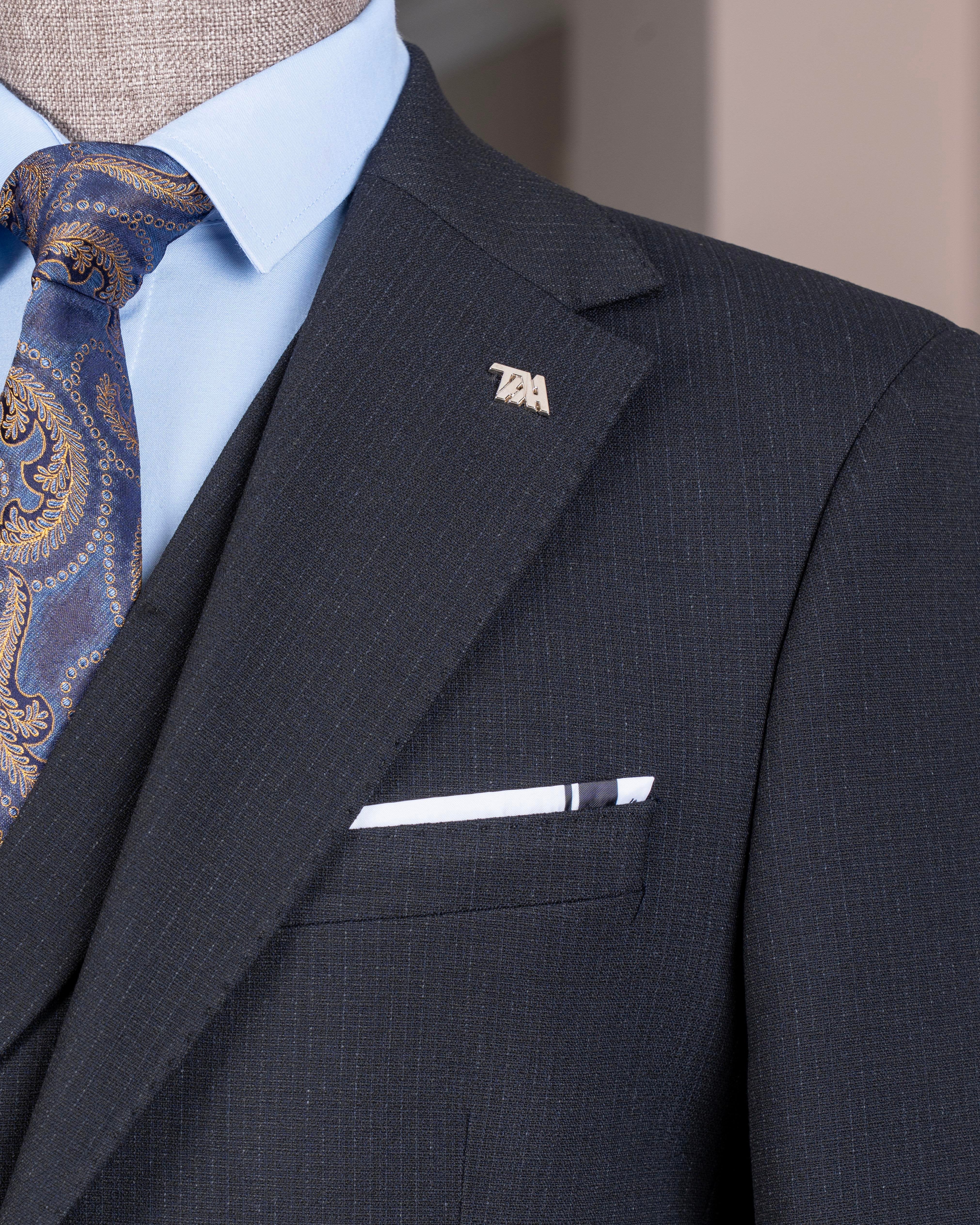 Navy Striped Slim-Fit Suit 3-Piece