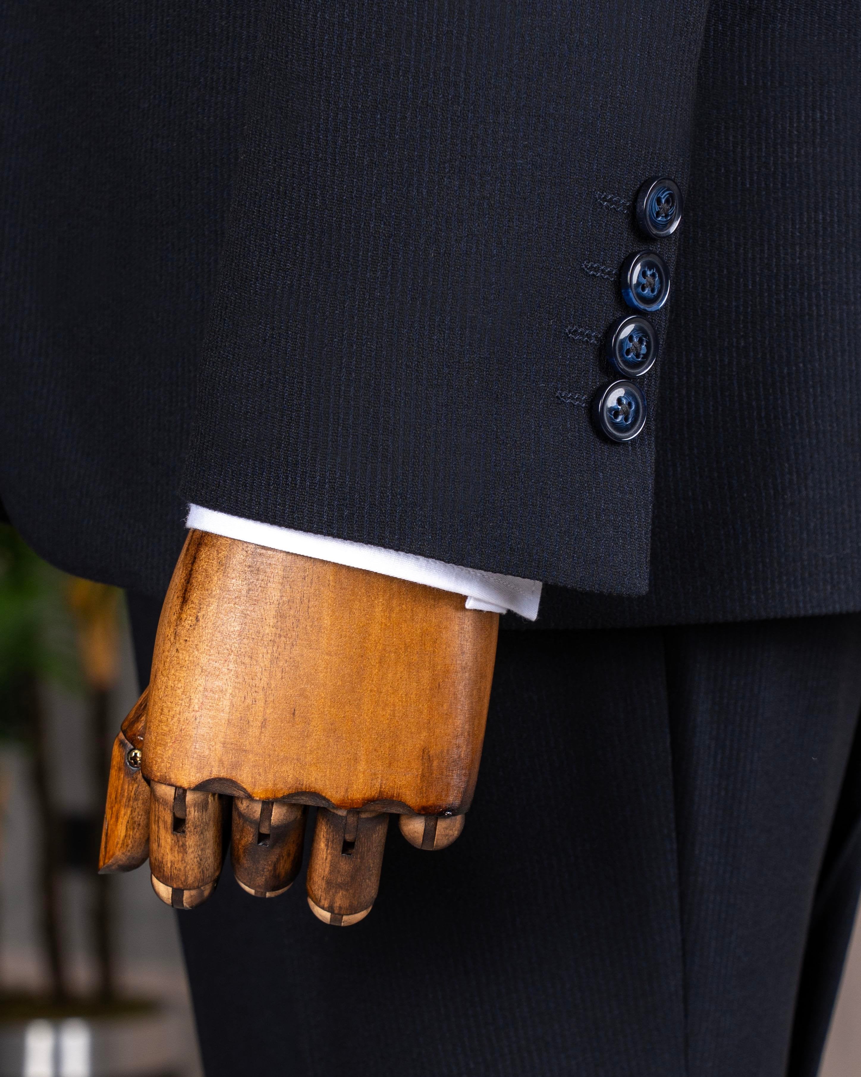 Navy Striped Slim-Fit Suit 3-Piece