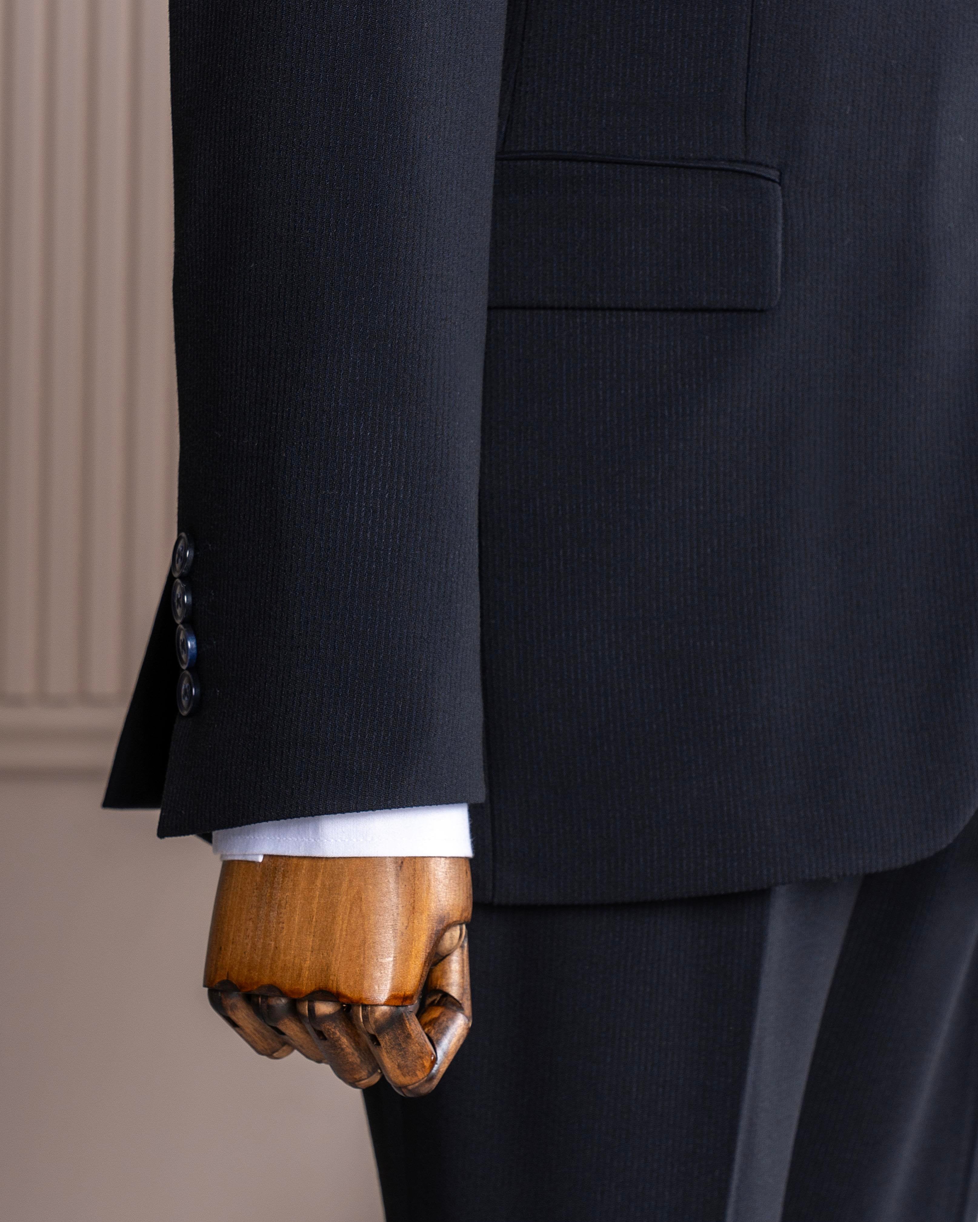 Navy Striped Slim-Fit Suit 3-Piece