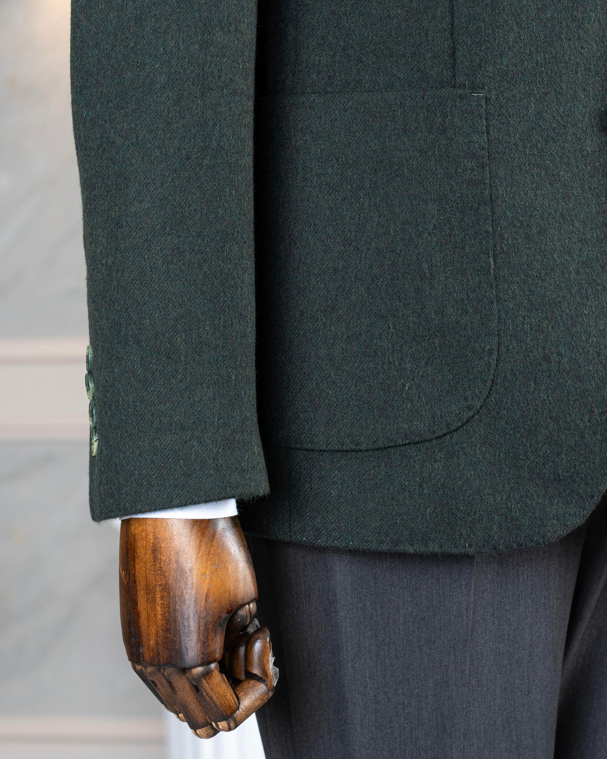 VIOSSI green single breasted blazer front view - men double breasted blazer style formal jacket
