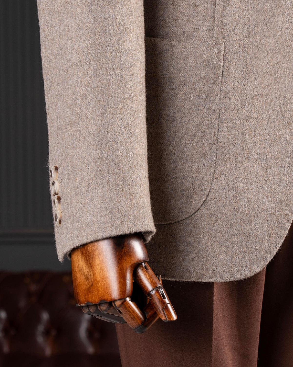 VIOSSI beige single breasted blazer front view - men double breasted blazer style in light tan color