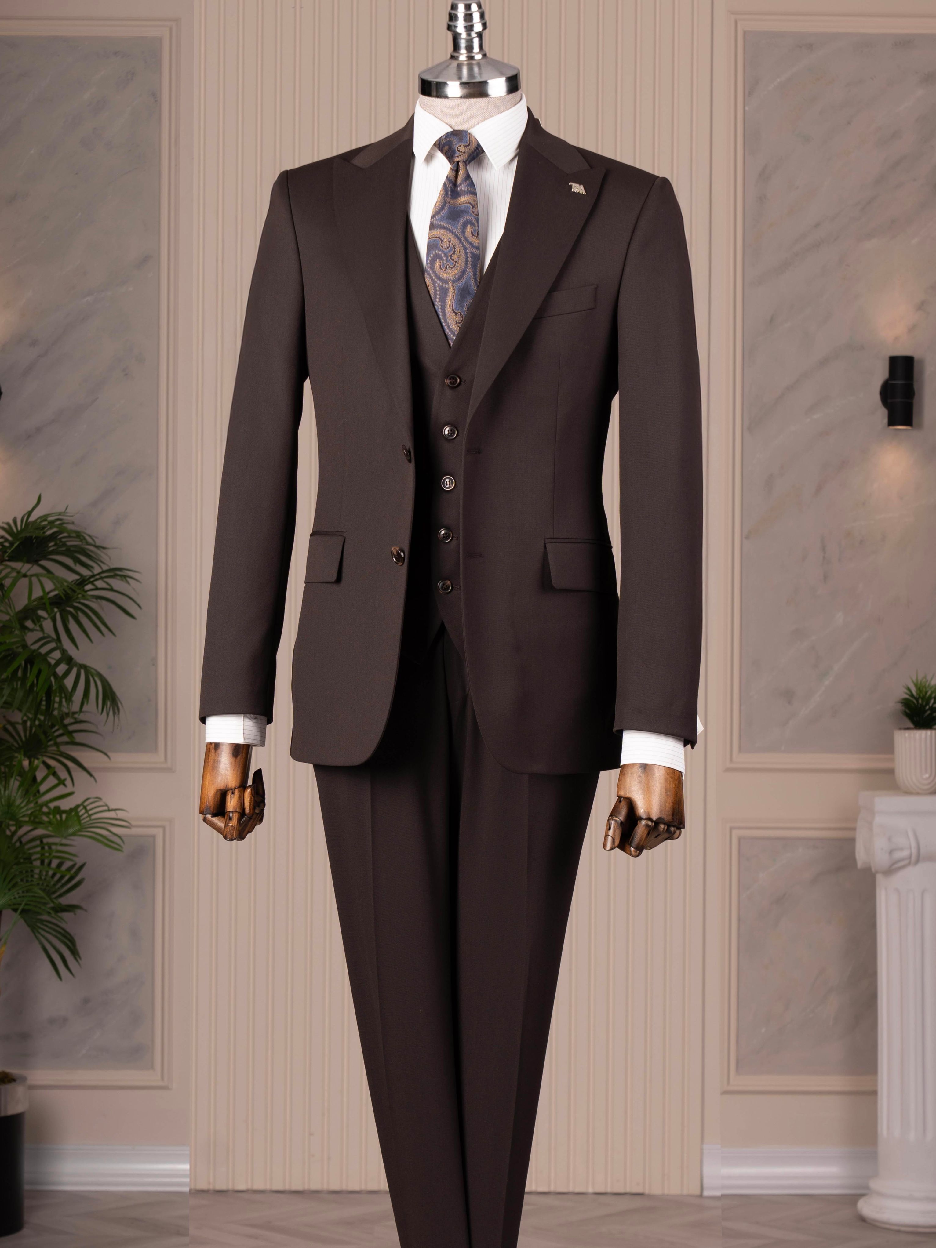Brown Slim-Fit Suit 3-Piece