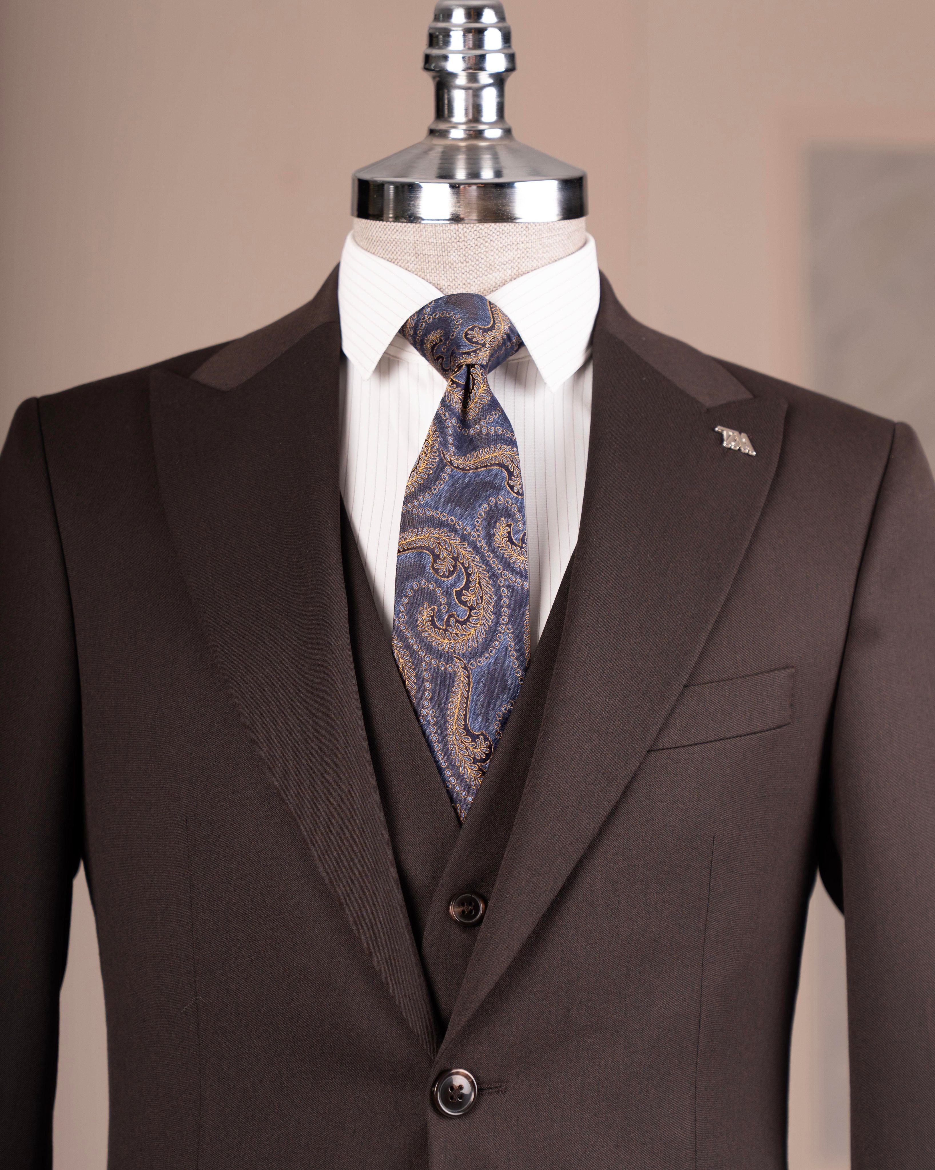 Brown Slim-Fit Suit 3-Piece