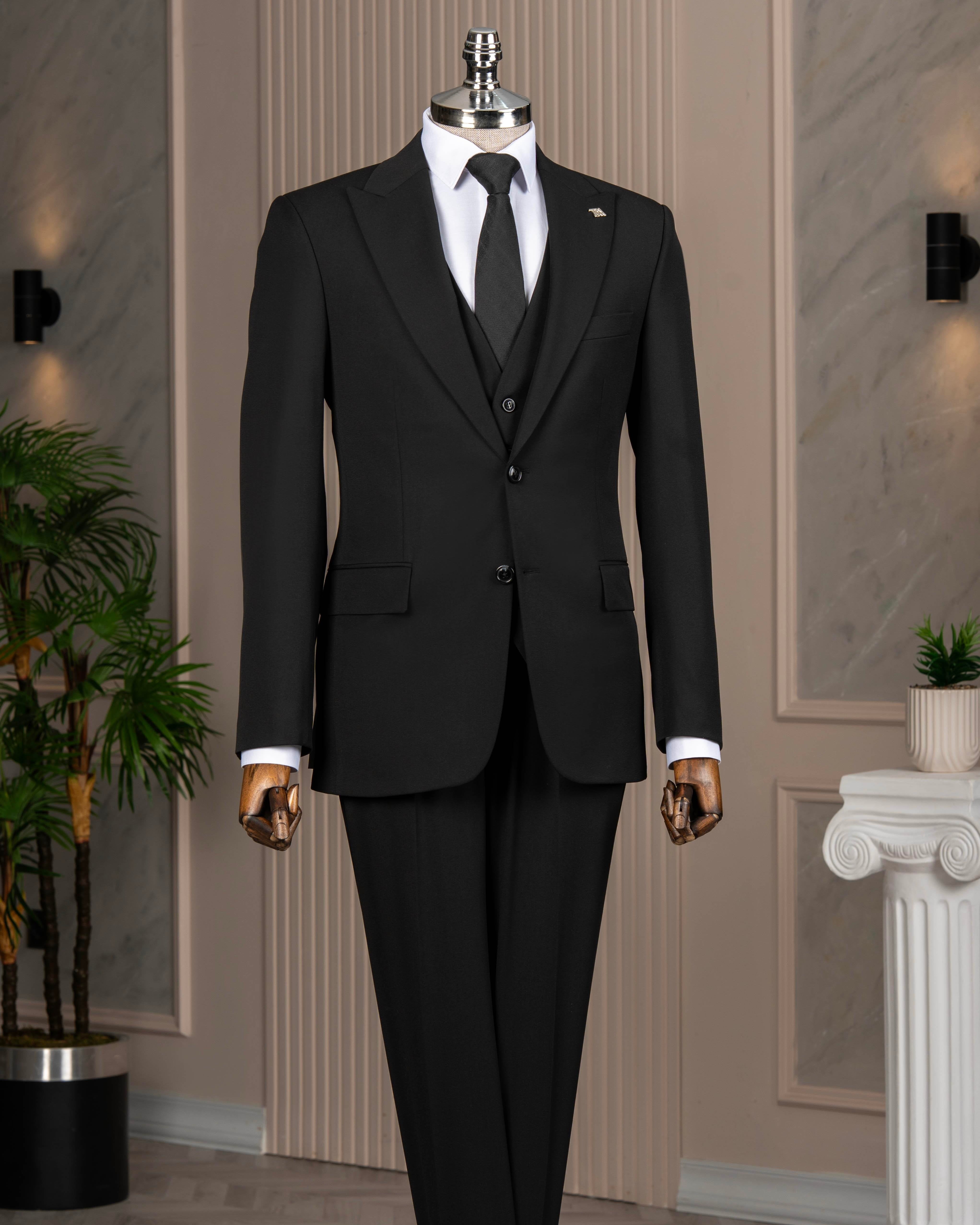 Black Slim-Fit Suit 3-Piece