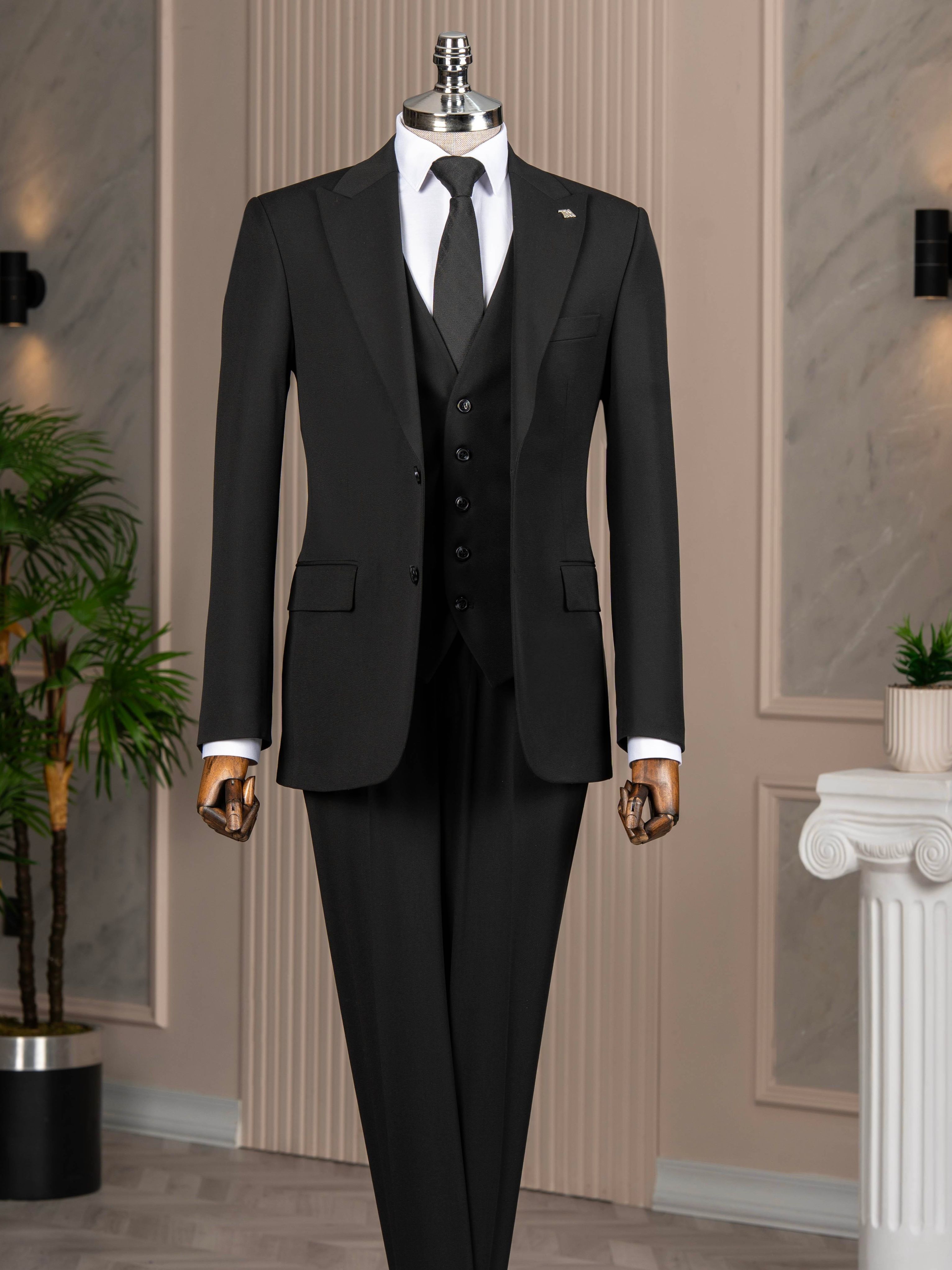 Black Slim-Fit Suit 3-Piece