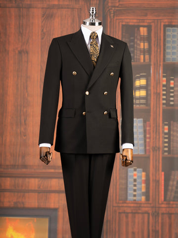 Black Double Breasted Suit 2-Piece