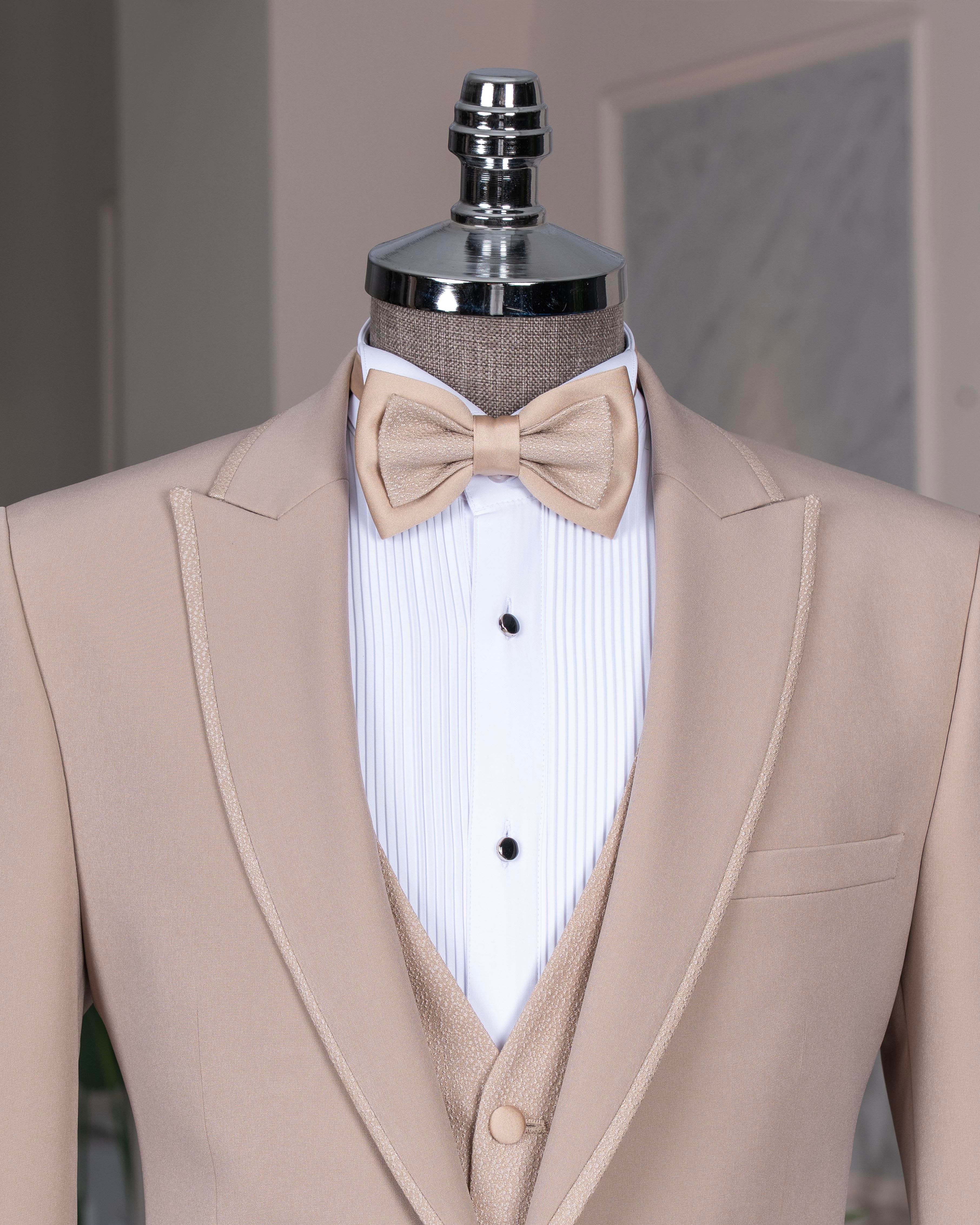 Beige Slim-Fit Tuxedo 3-Piece