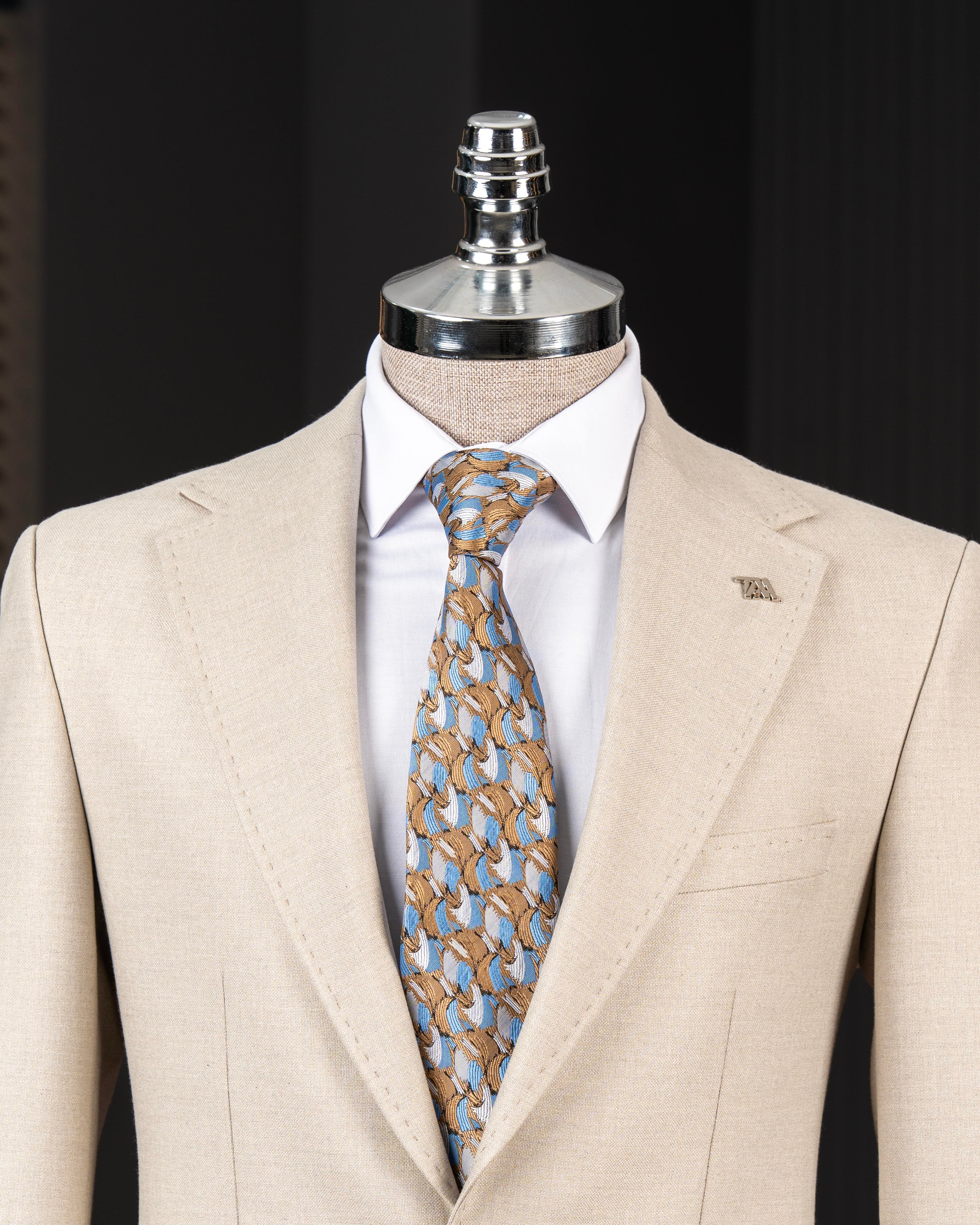 Beige Slim-Fit Suit 2-Piece