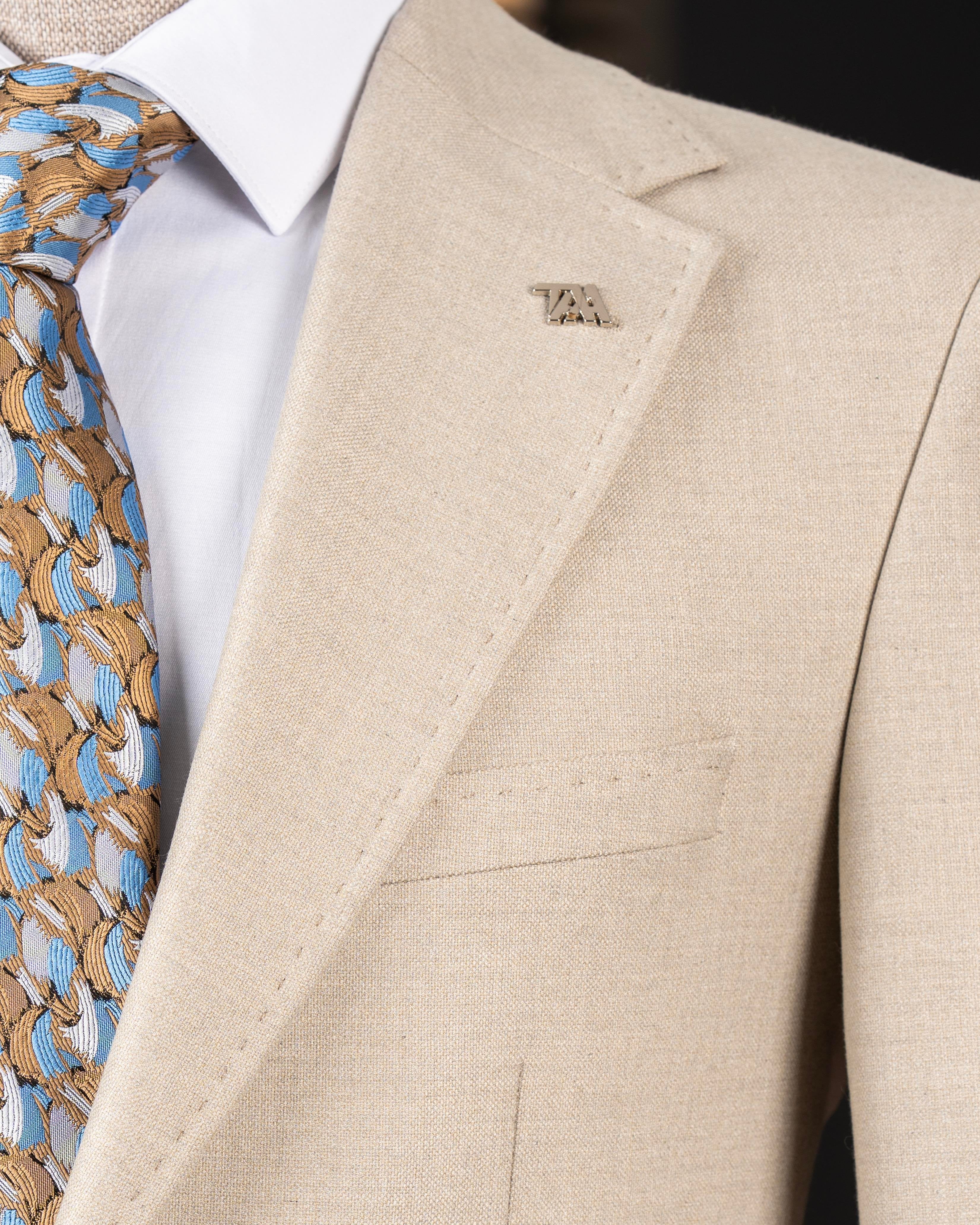 Beige Slim-Fit Suit 2-Piece