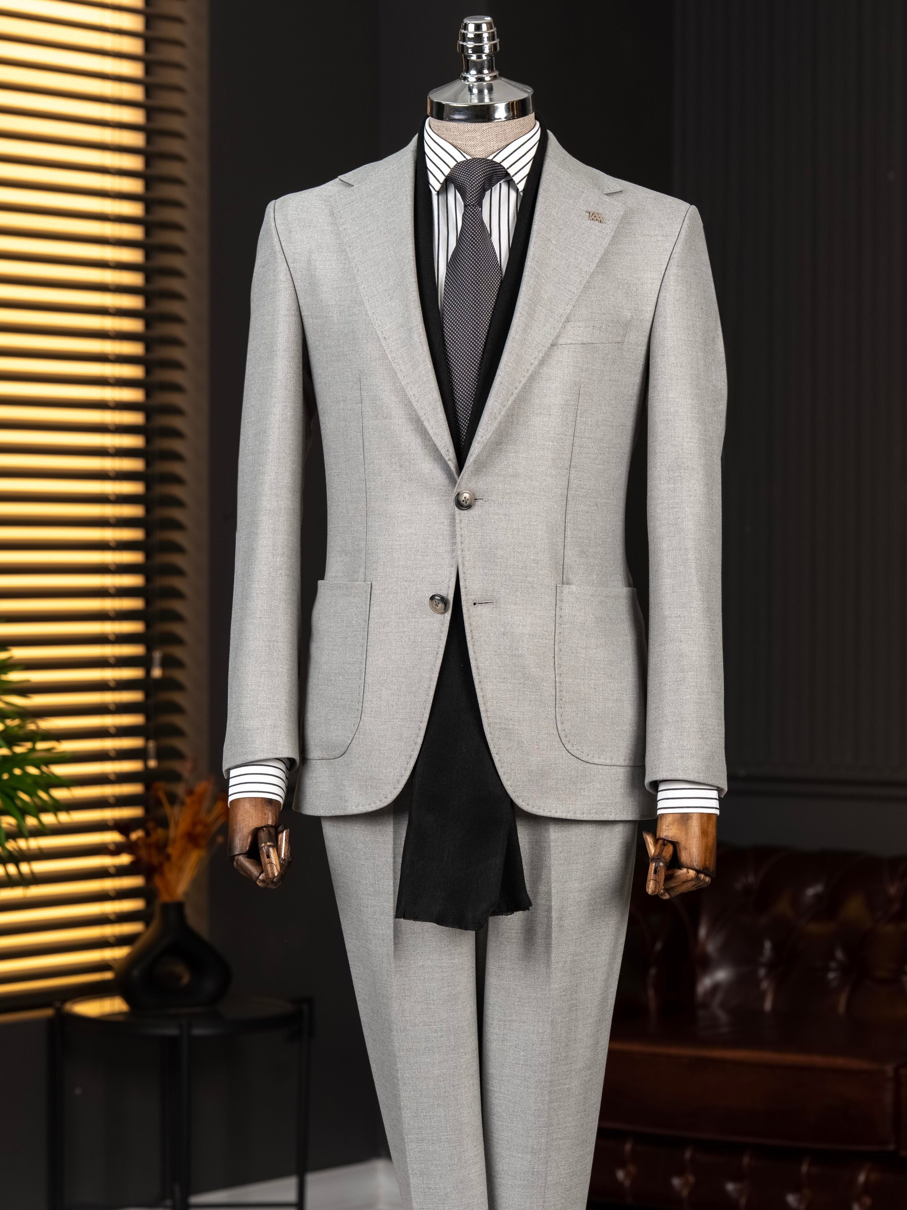 Grey Slim-Fit Suit 2-Piece