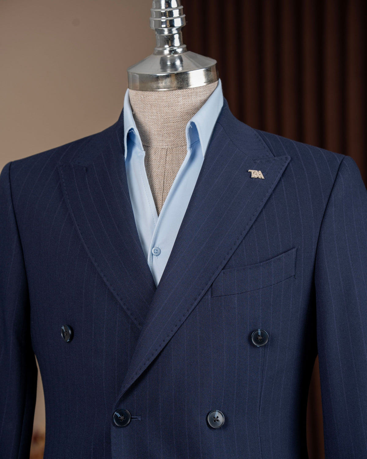 Navy Striped Double Breasted Suit 2-Piece