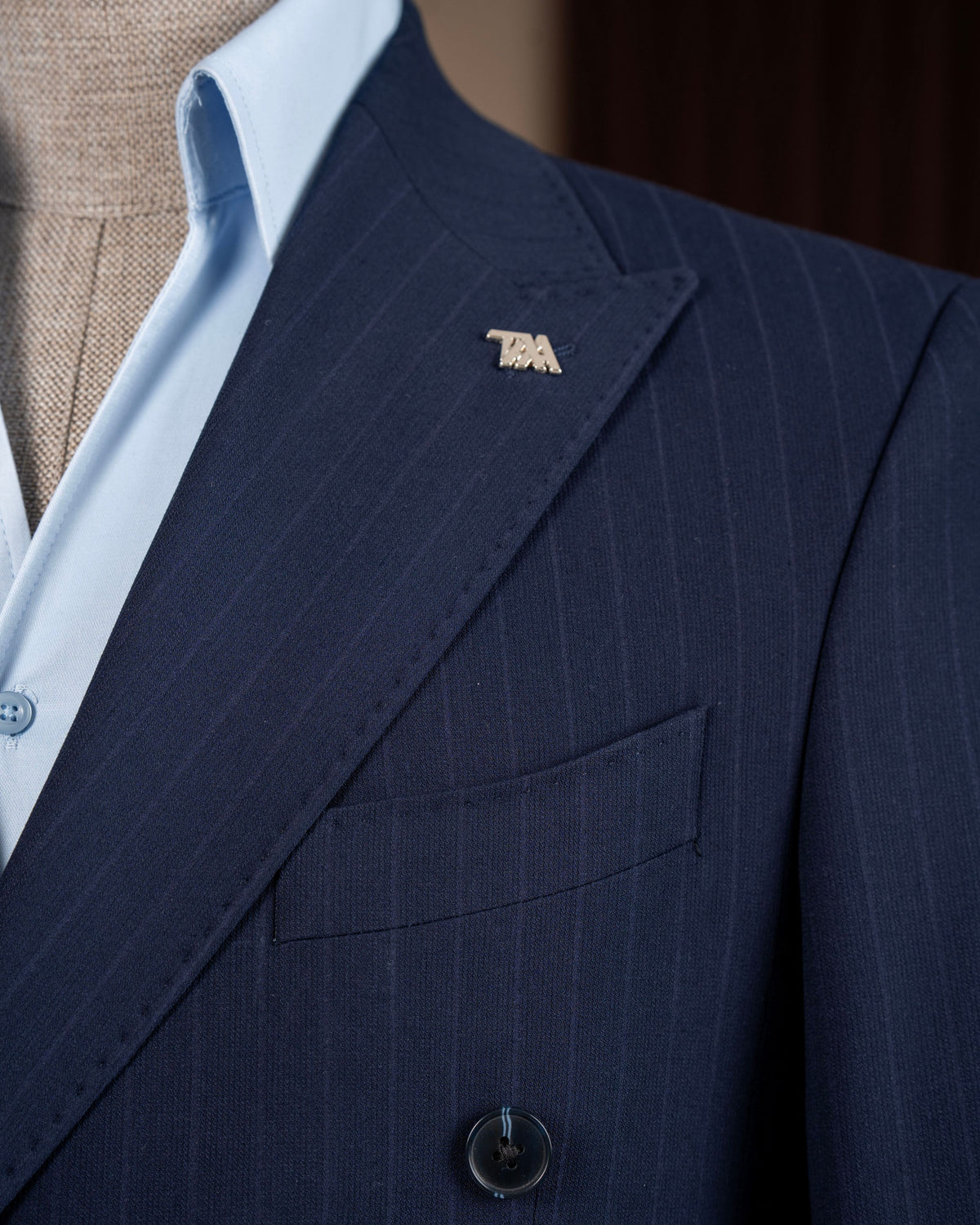 Navy Striped Double Breasted Suit 2-Piece