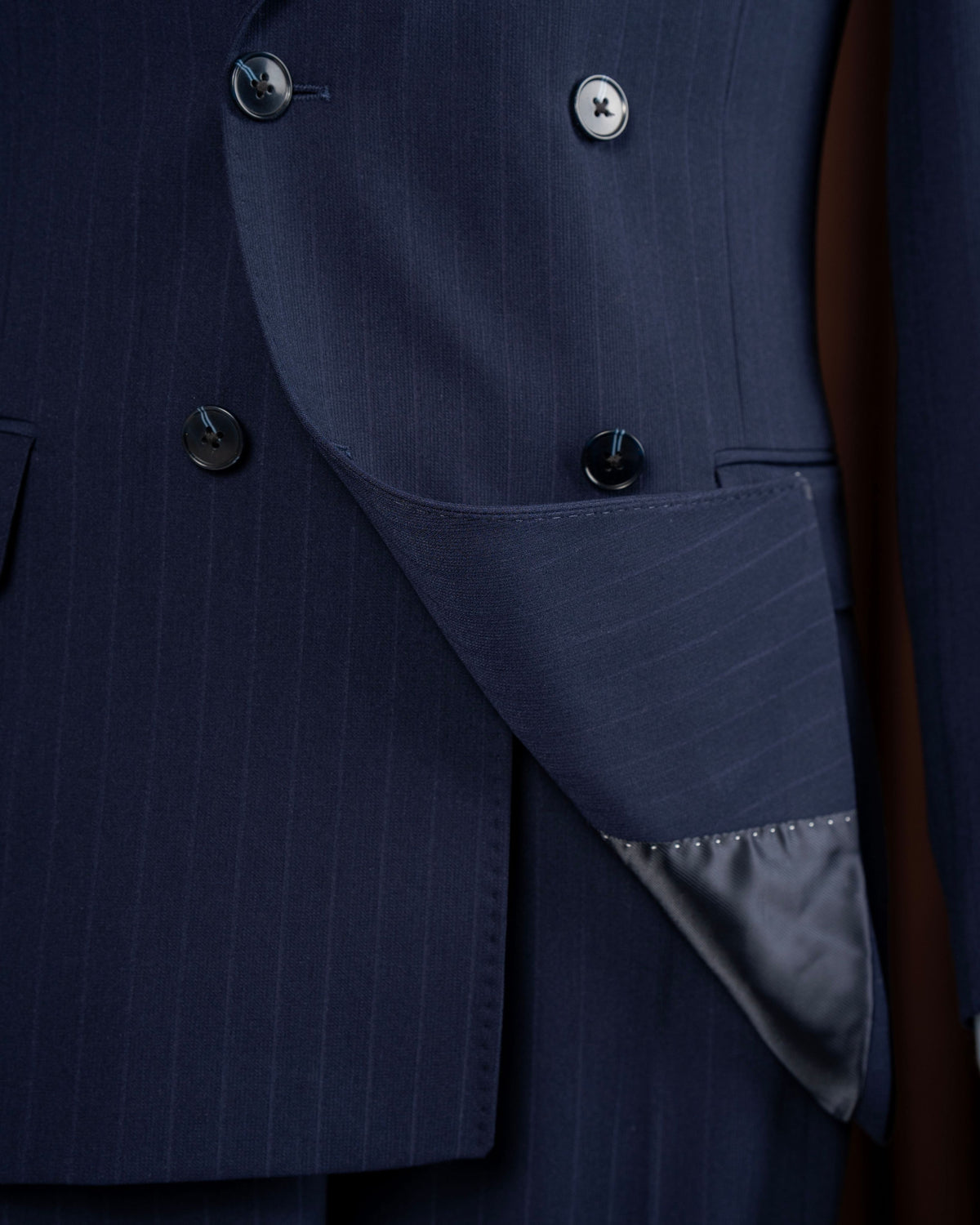 Navy Striped Double Breasted Suit 2-Piece