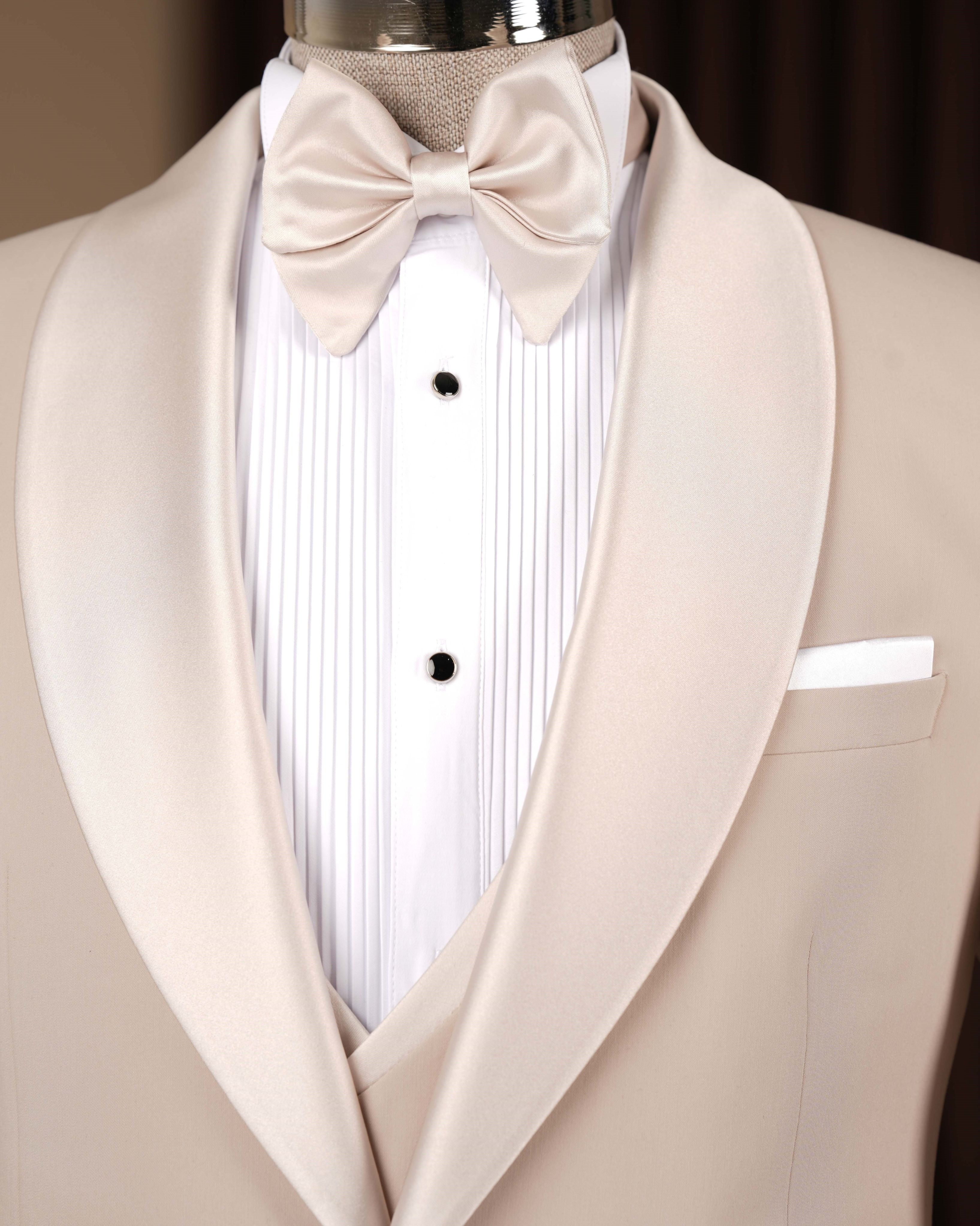 Beige Slim-Fit Tuxedo 3-Piece