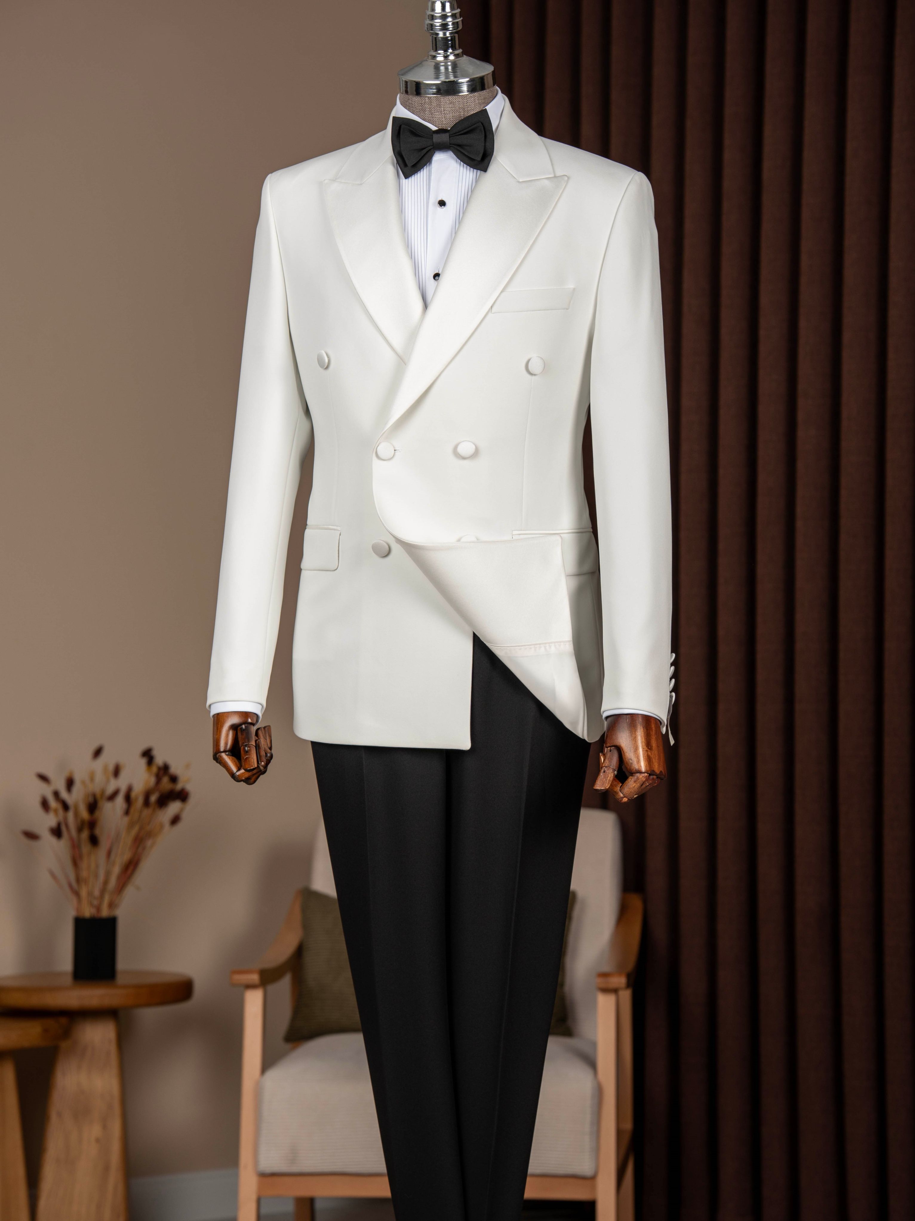 White Double Breasted Tuxedo 2-Piece