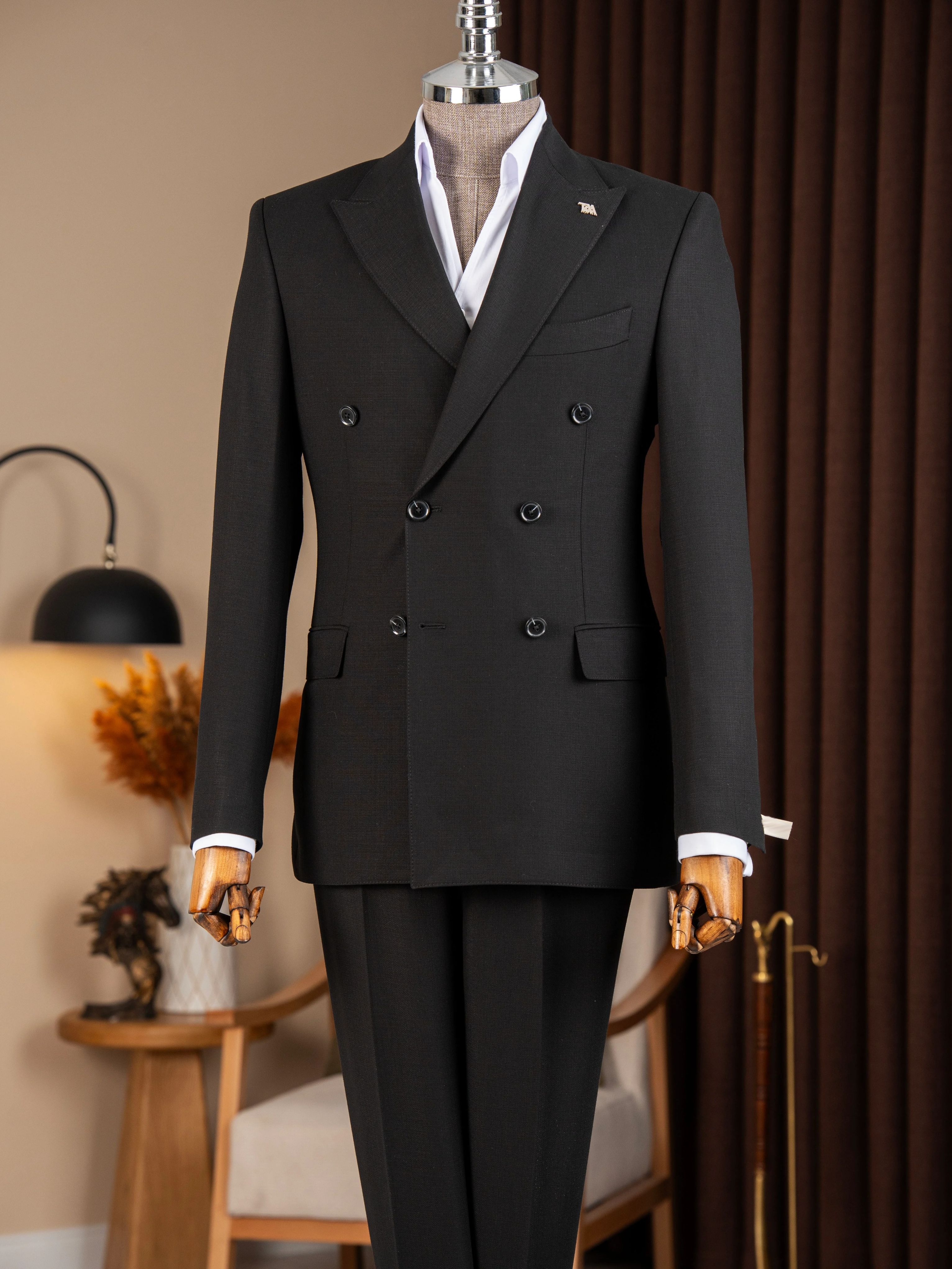Black Double Breasted Suit 2-Piece