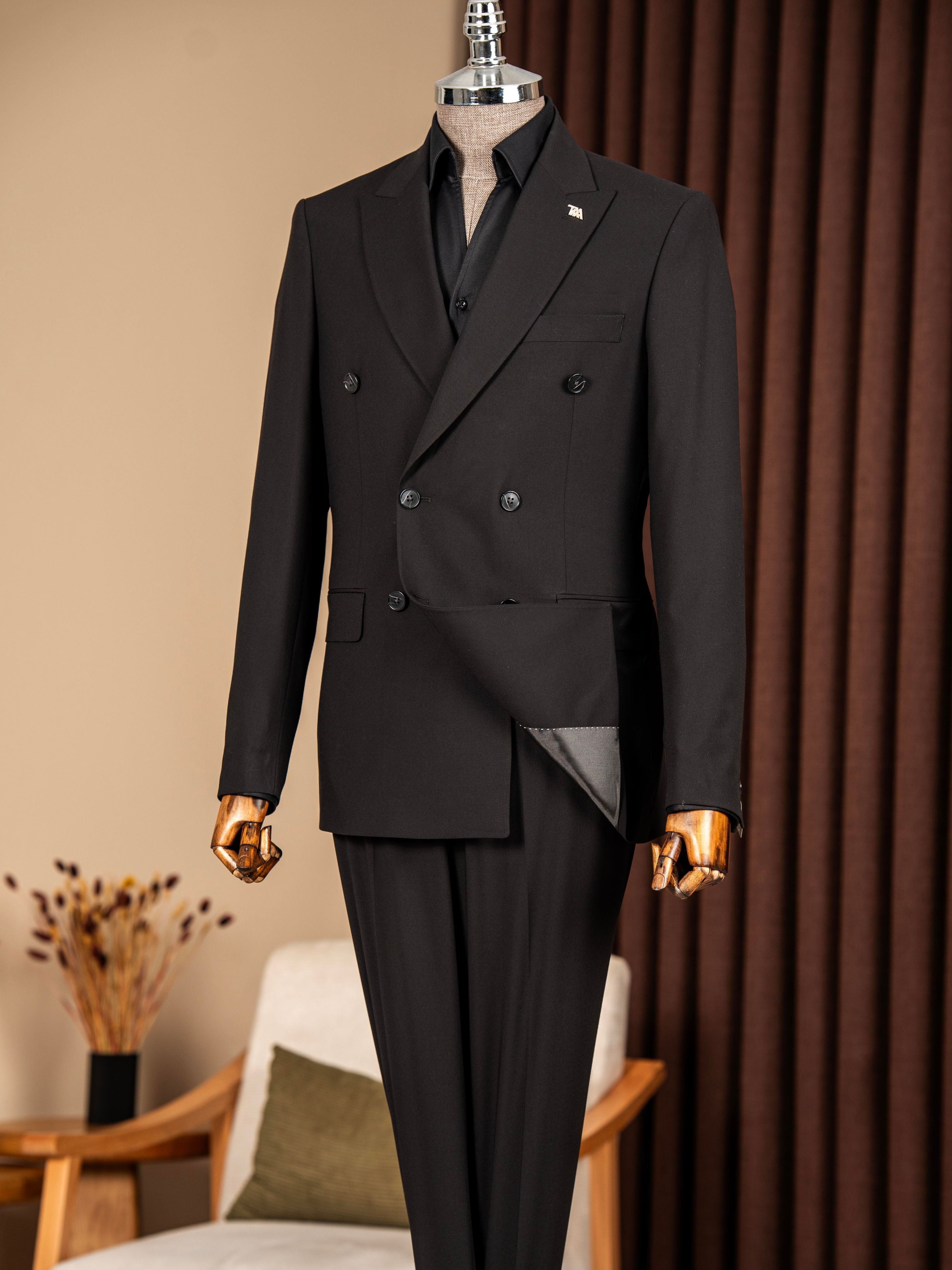 Black Double Breasted Suit 2-Piece