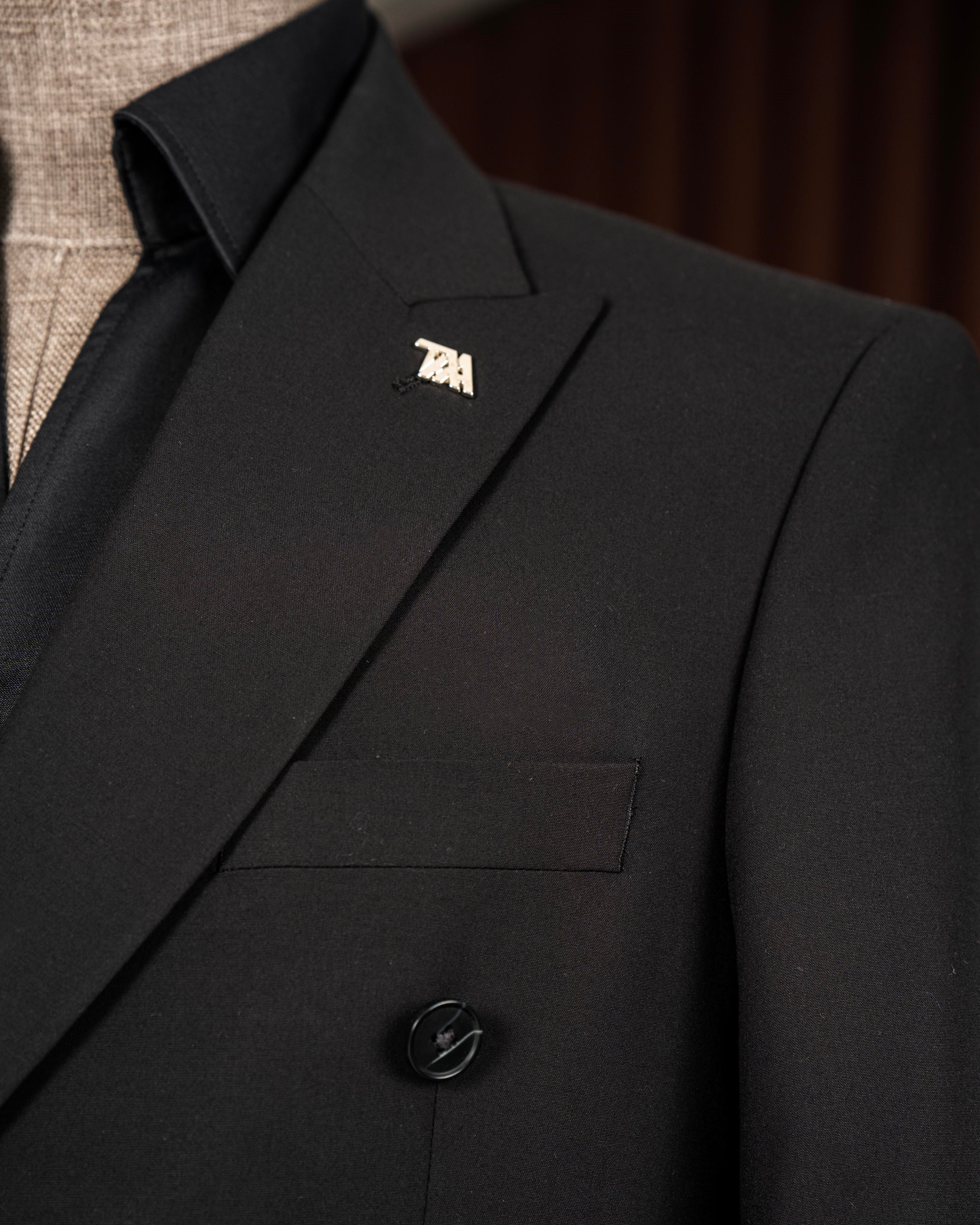 Black Double Breasted Suit 2-Piece