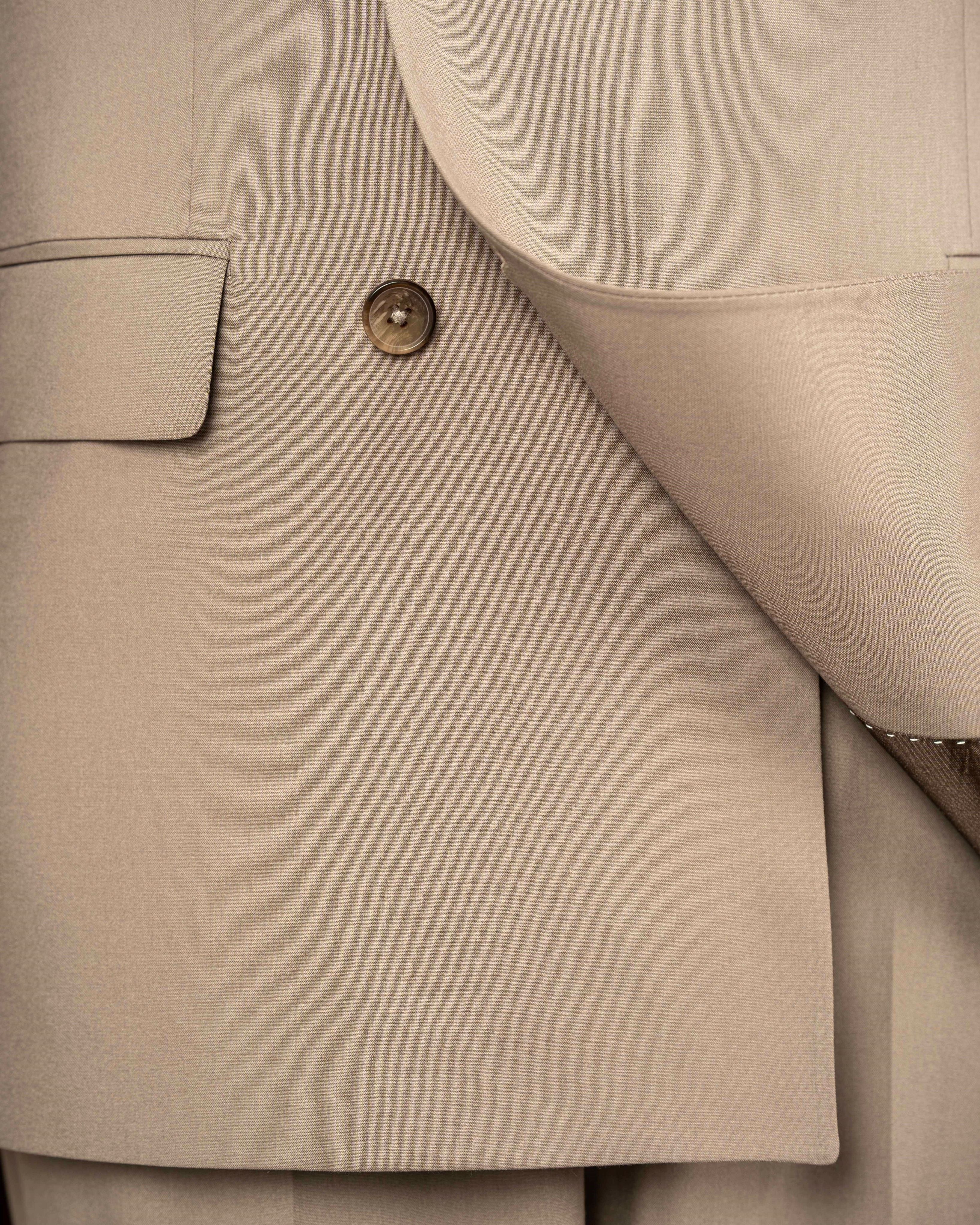 Beige Double Breasted Suit 2-Piece