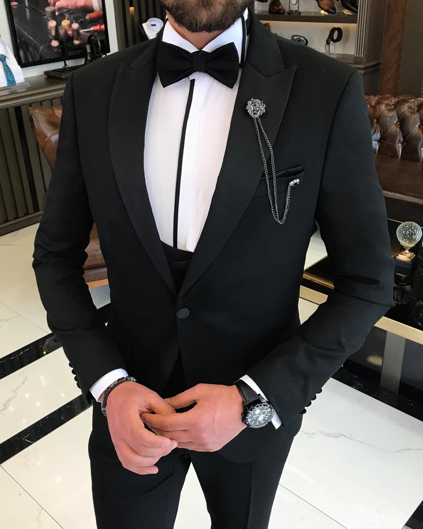 Black Slim-Fit Tuxedo 3-Piece