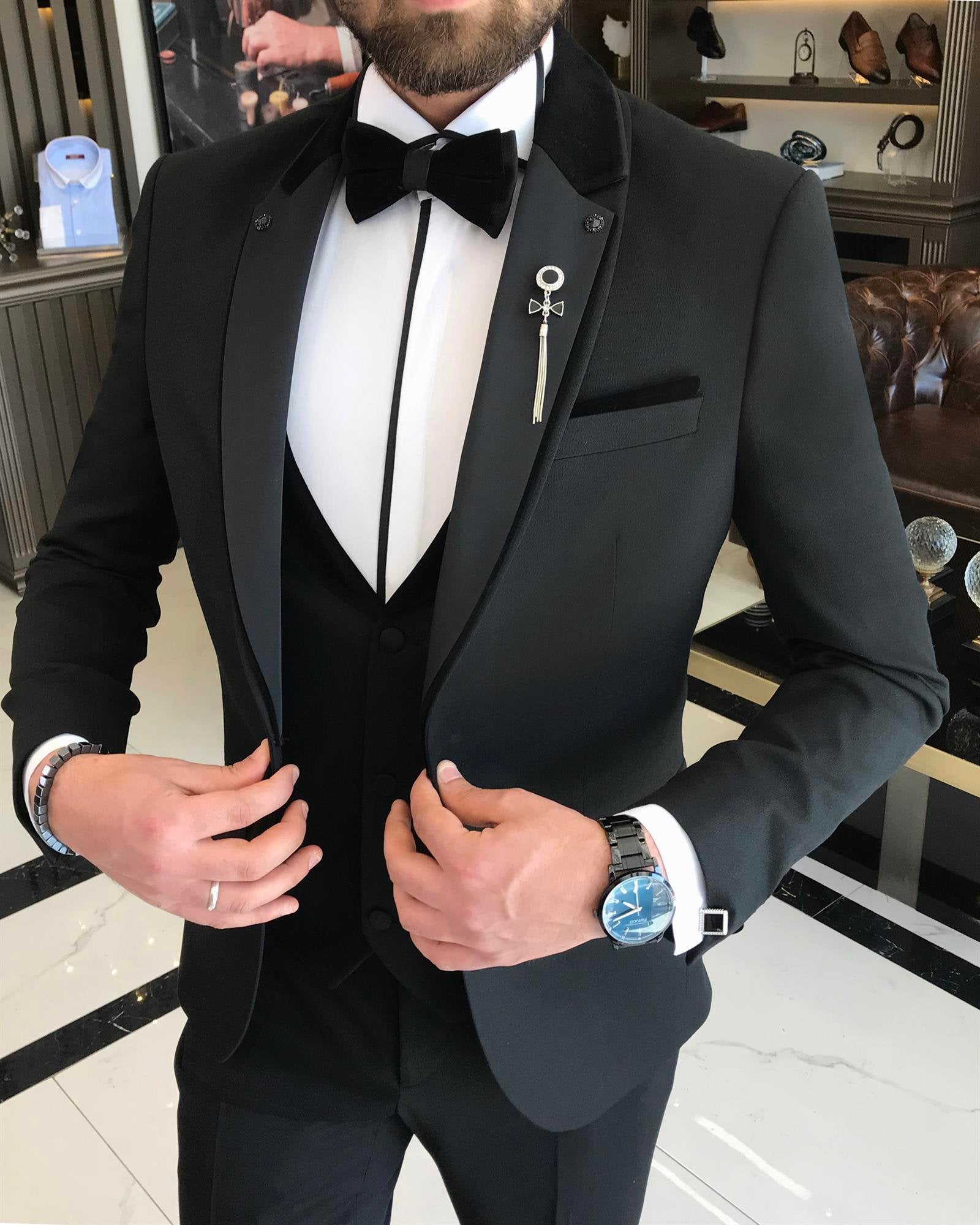 Black Slim-Fit Tuxedo 3-Piece