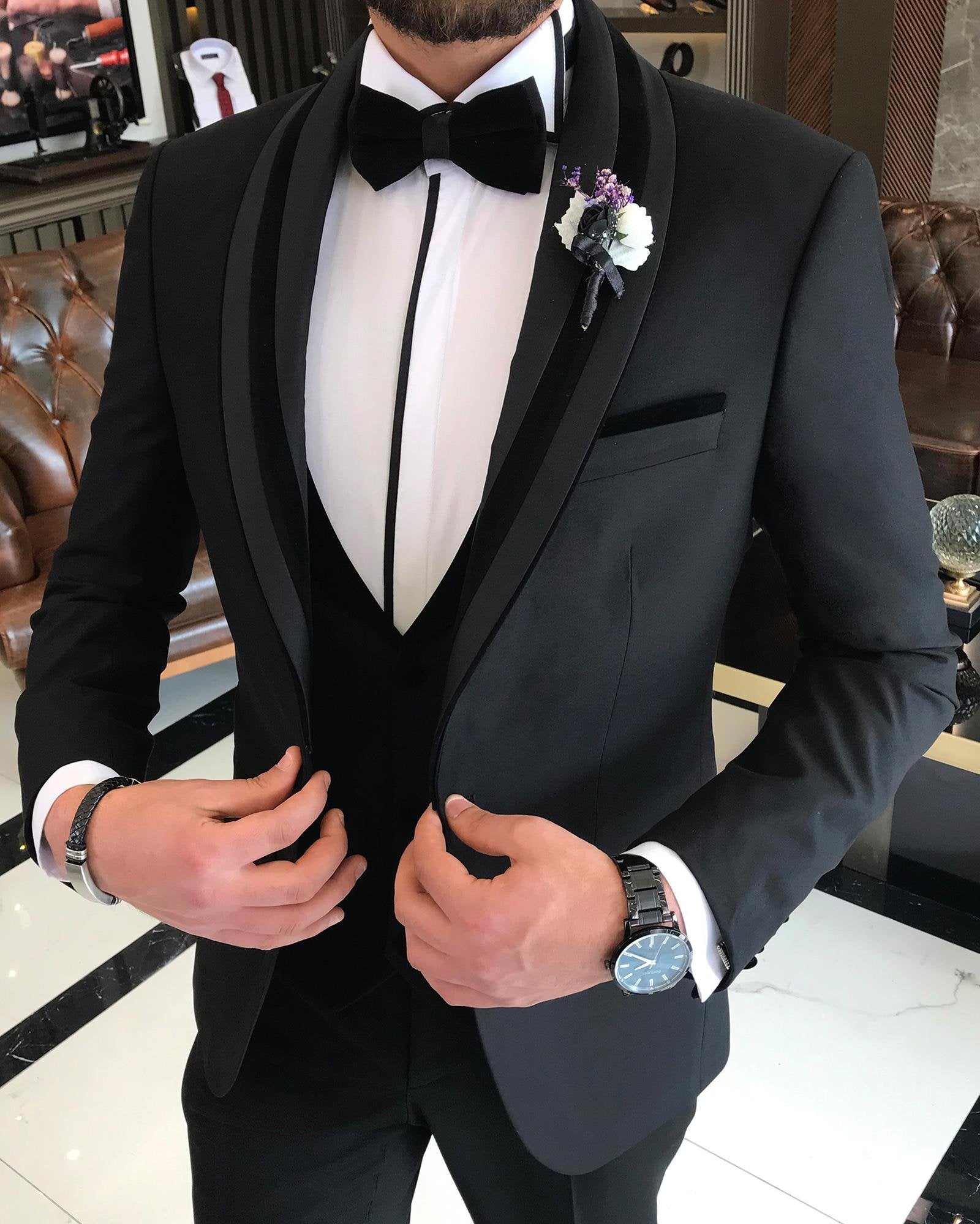 Black Slim-Fit Tuxedo 3-Piece