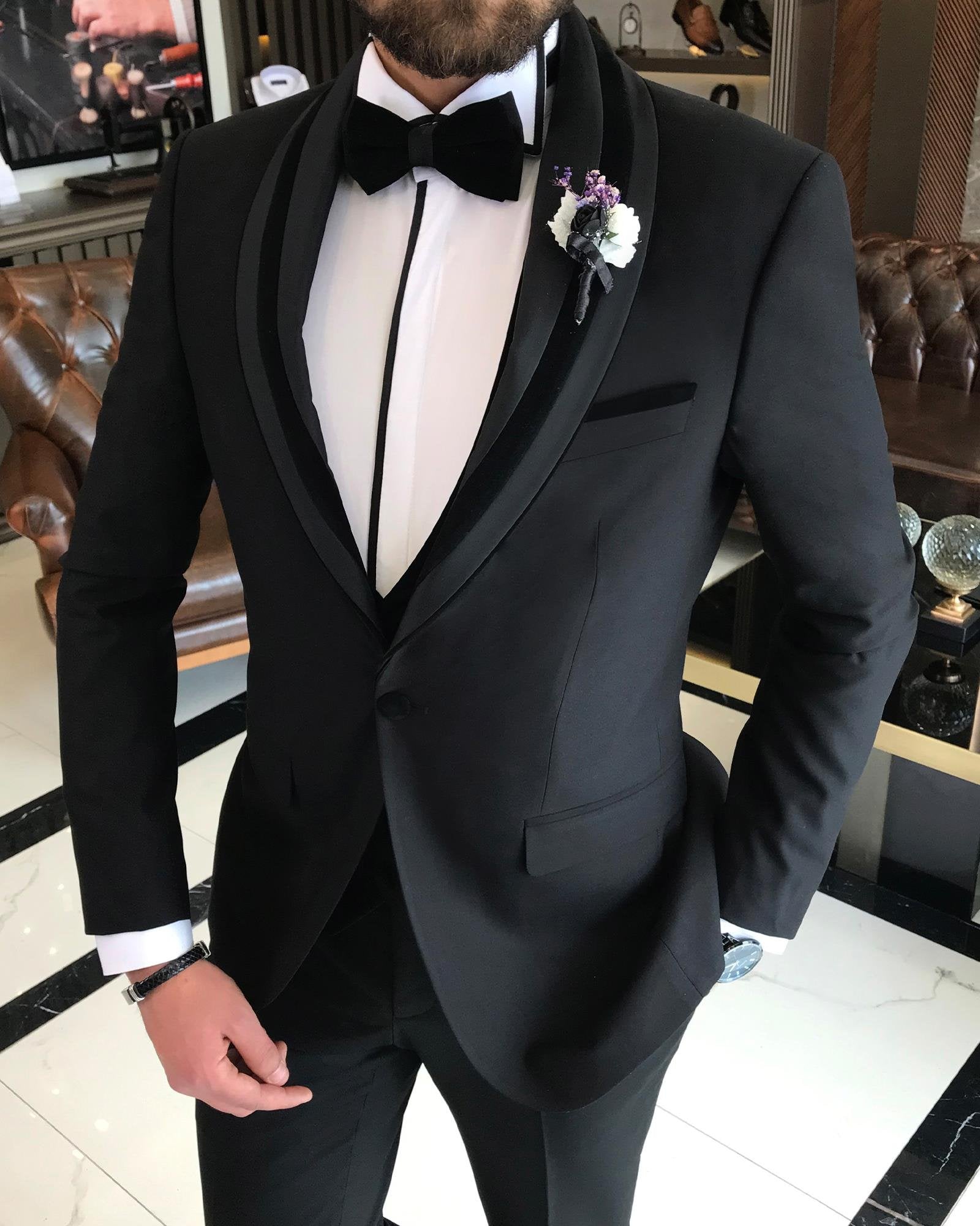 Black Slim-Fit Tuxedo 3-Piece