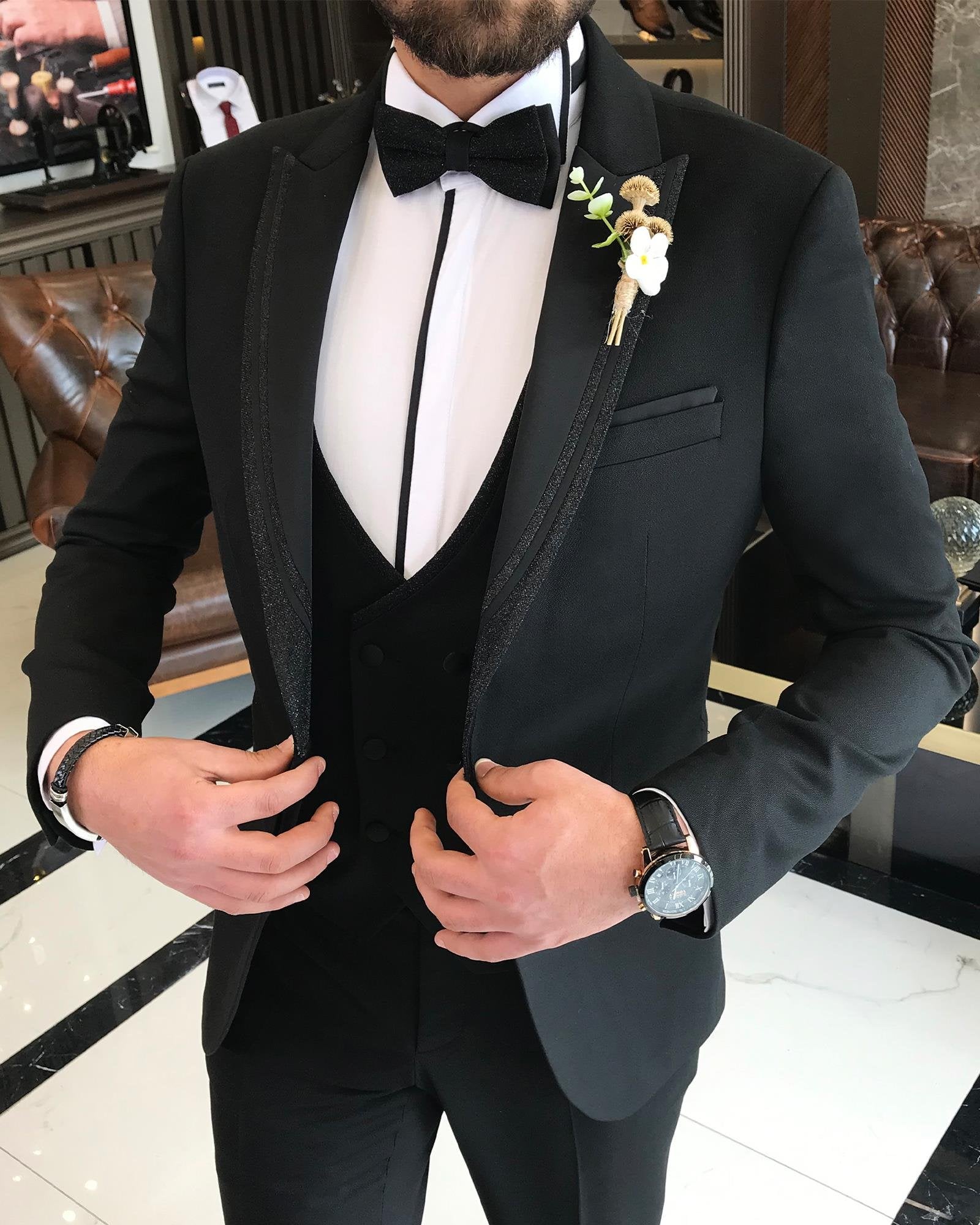 Black Slim-Fit Tuxedo 3-Piece