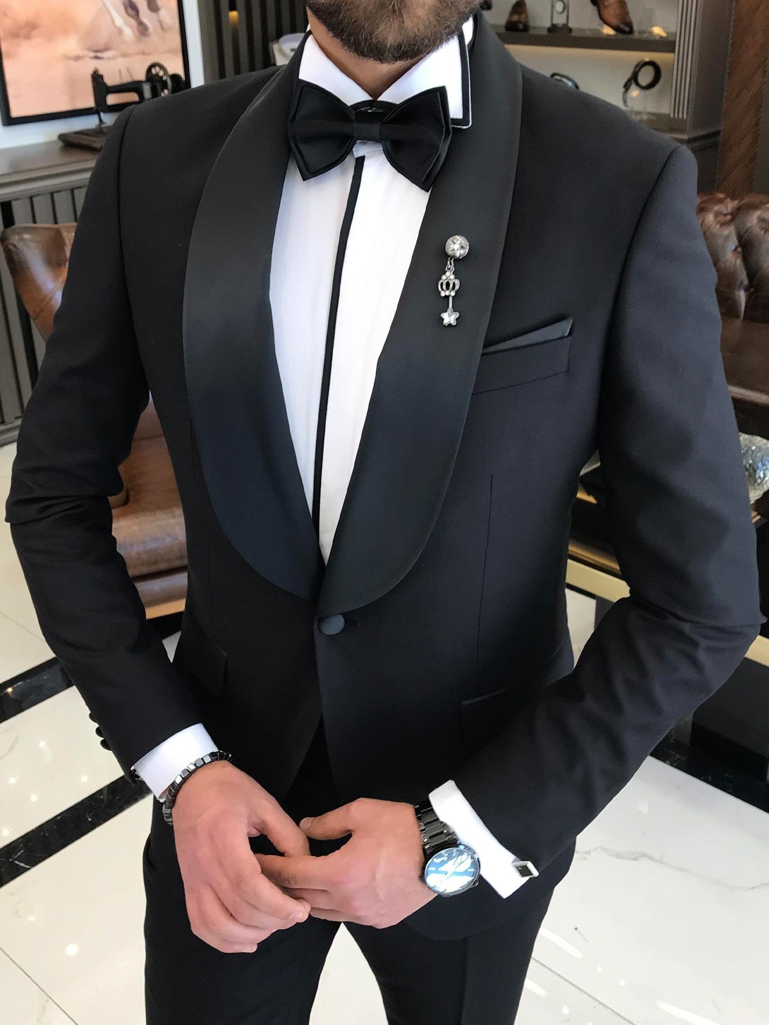 Black Slim-Fit Tuxedo 2-Piece