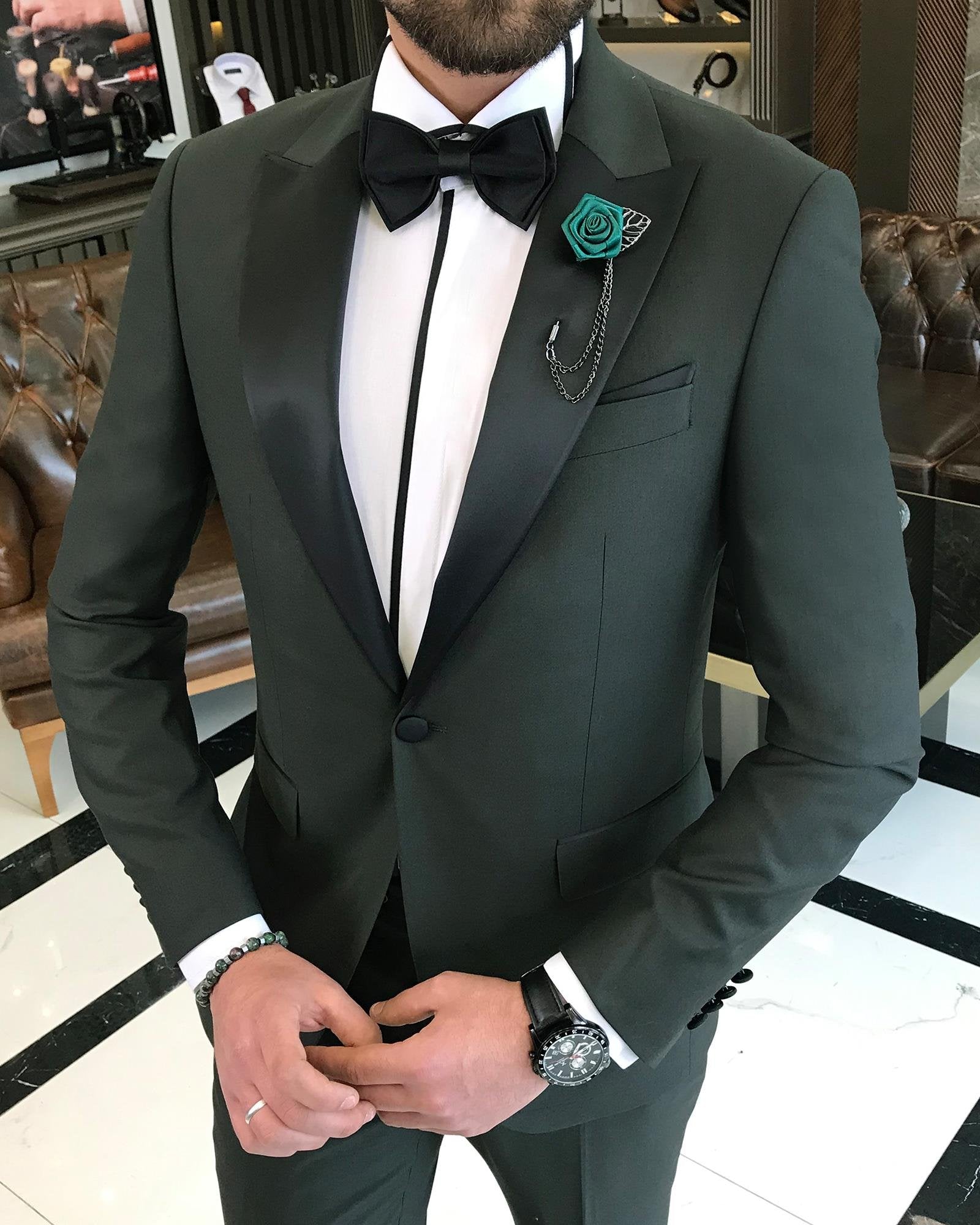 Green Slim-Fit Tuxedo 2-Piece