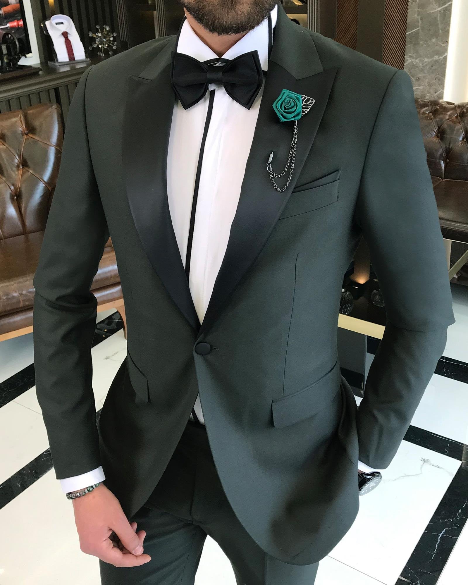 Green Slim-Fit Tuxedo 2-Piece