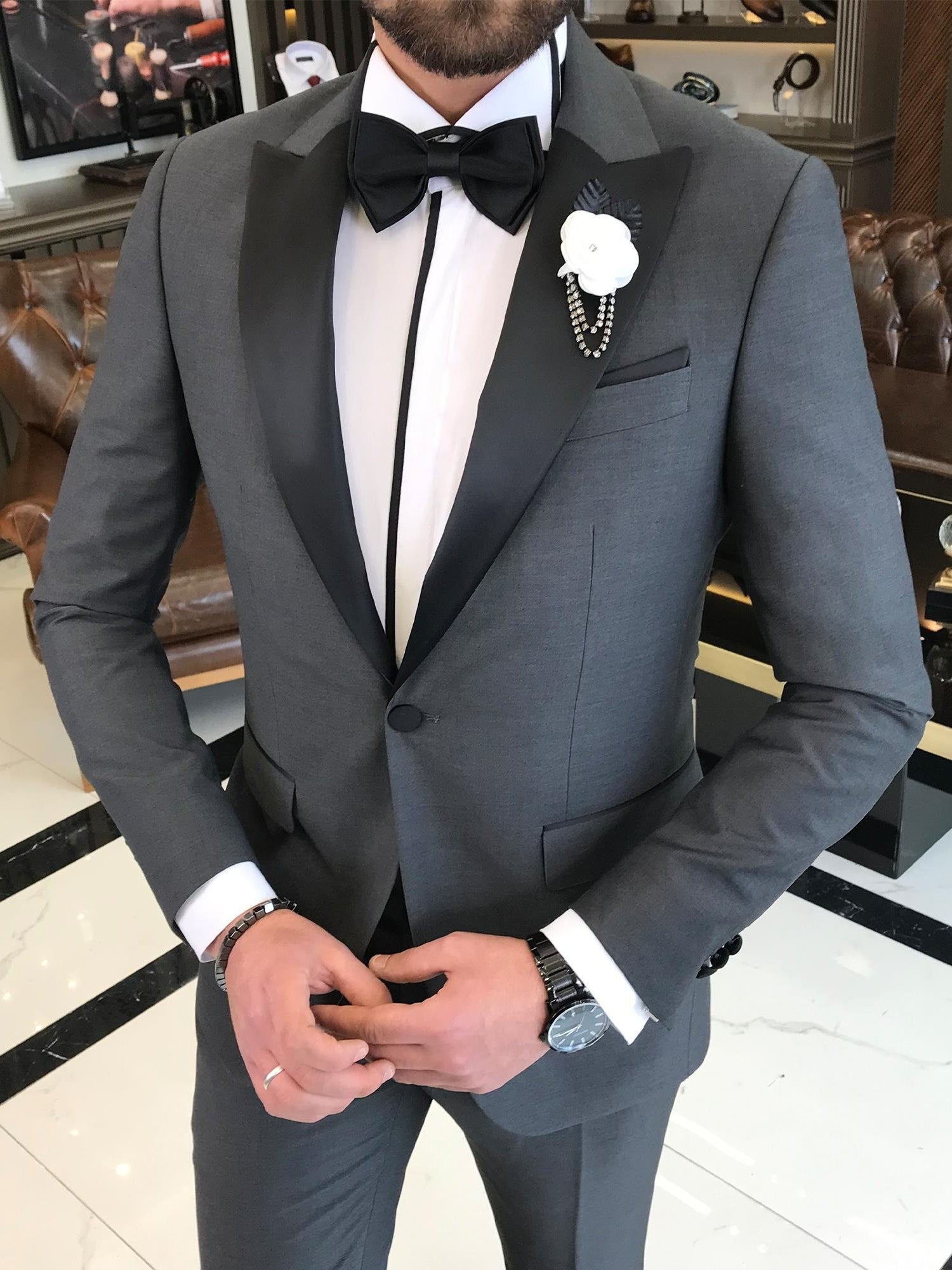 Grey Slim-Fit Tuxedo 2-Piece