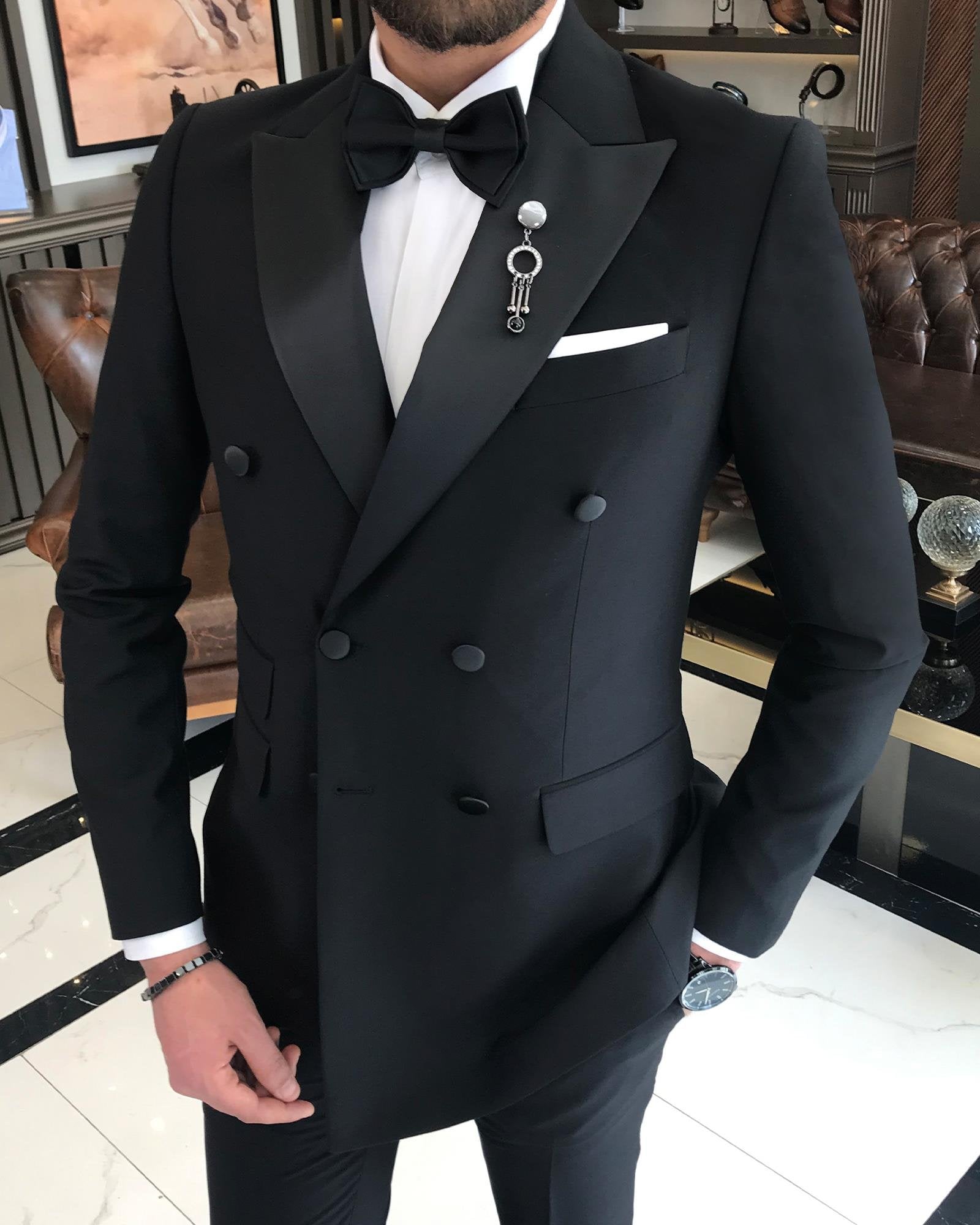 Black Double Breasted Tuxedo 2-Piece