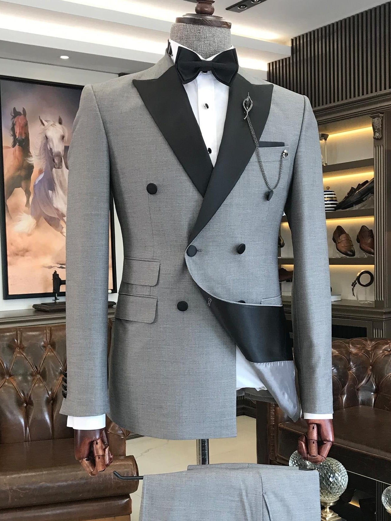 Grey Double Breasted Tuxedo 2-Piece