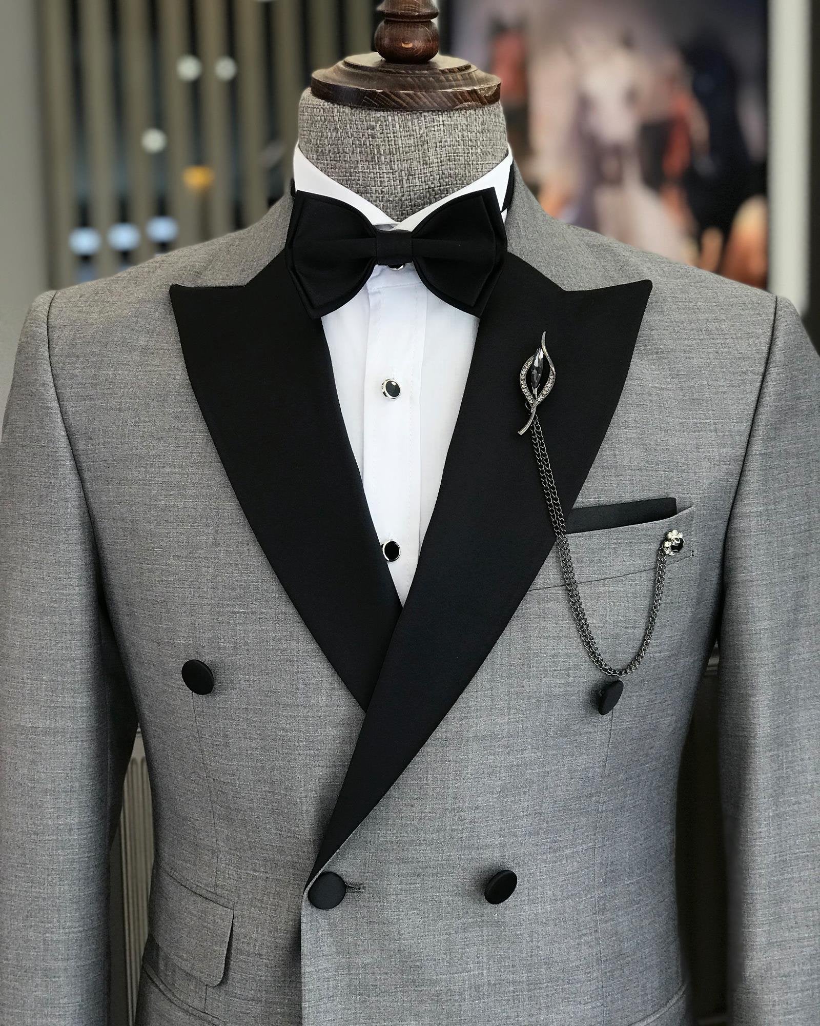 Grey Double Breasted Tuxedo 2-Piece